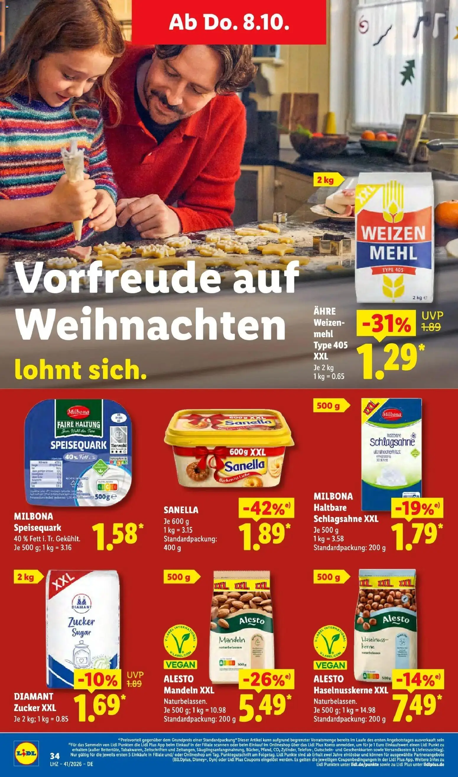 Lidl Prospekt Bergisch Gladbach (ab 05.10.2026) zum Blättern » Angebote | Seite: 58 | Produkte: Quark, Weizenmehl, Mandeln, Speisequark
