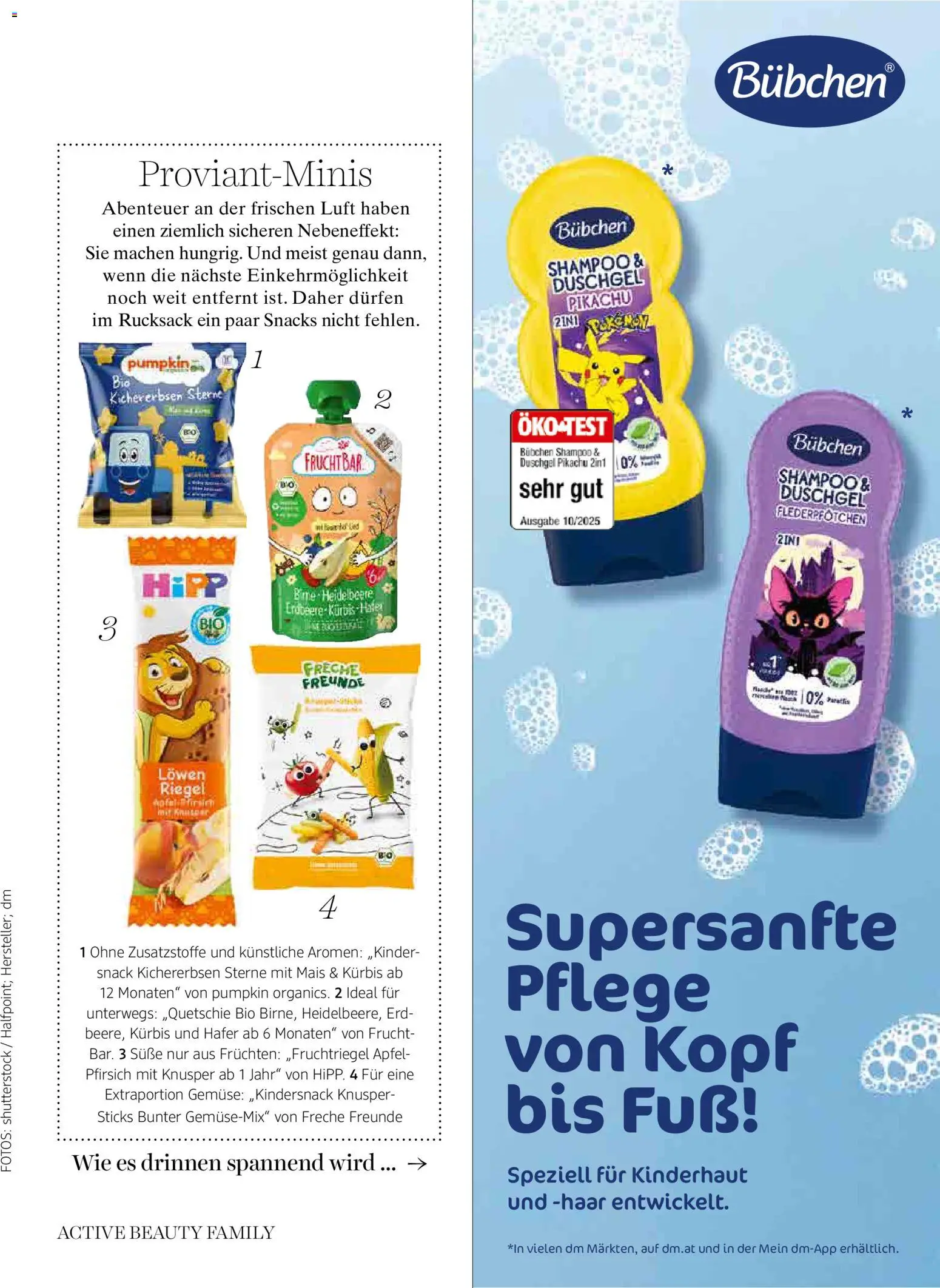 dm drogerie markt Family Magazin October 2026 gültig ab 01.10.2026 | Seite: 19 | Produkte: Pfirsich, Rucksack, Kürbis, Shampoo