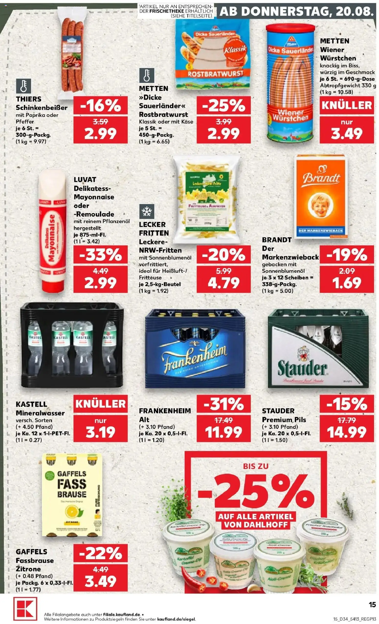 Prospekt Kaufland ab 20.08.2026 » Angebote Online zum Blättern | Seite: 15 | Produkte: Käse, Mineralwasser, Zitrone, Fritteuse