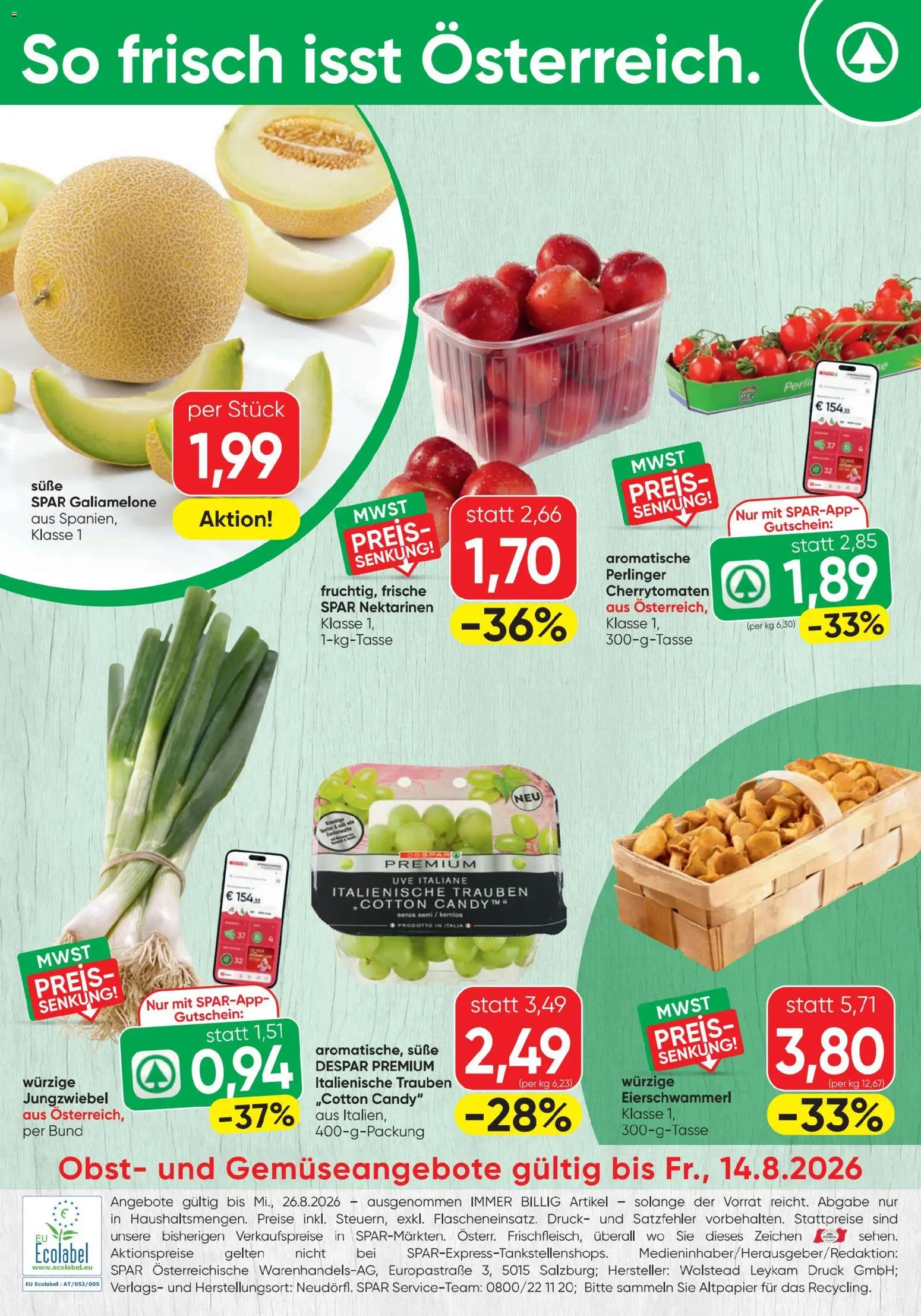 Spar - Flugblatt gültig ab 13.08.2026 | Seite: 20 | Produkte: Obst