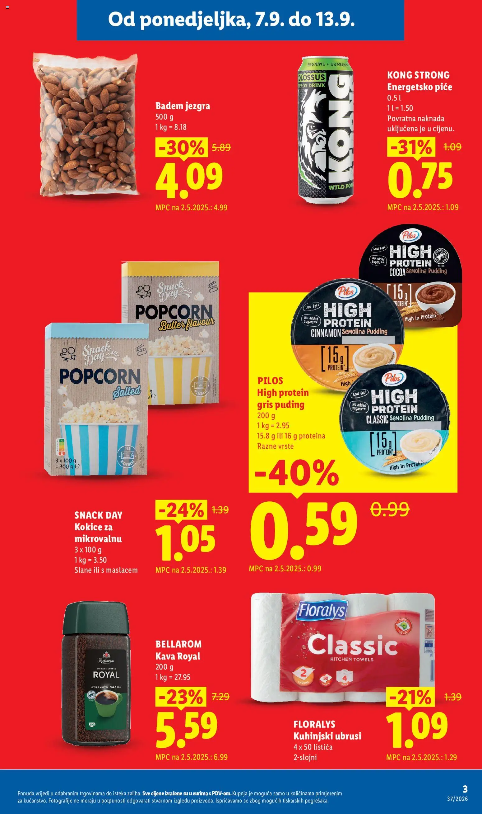 Lidl katalog | vrijedi od 07.09.2026 | Stranica: 3 | Proizvodi: Energetsko piće, Protein, Kava, Badem