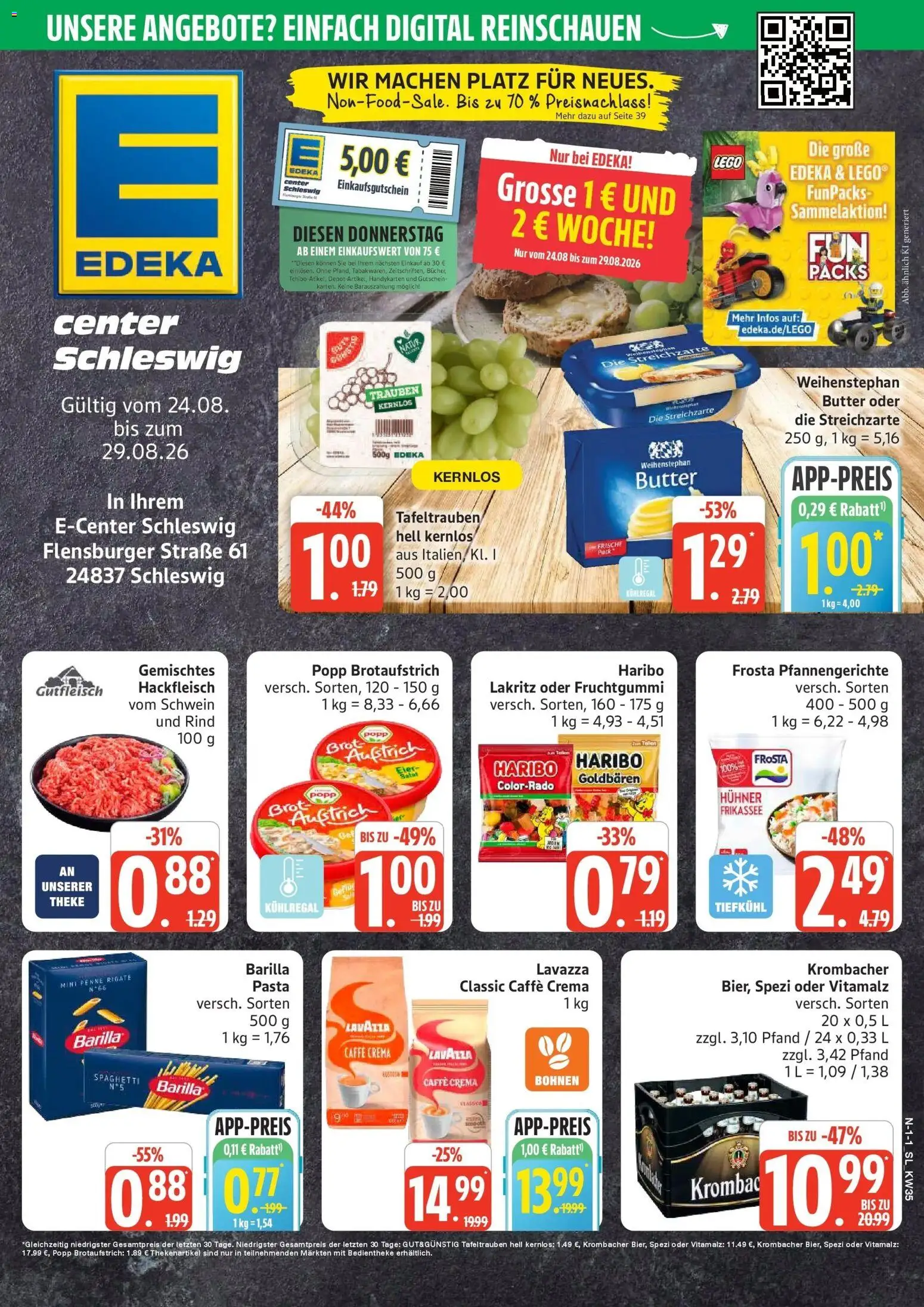 Edeka Prospekt Schleswig (ab 24.08.2026) » Angebote Online | Seite: 1 | Produkte: Lavazza, Butter, Theke, Brot