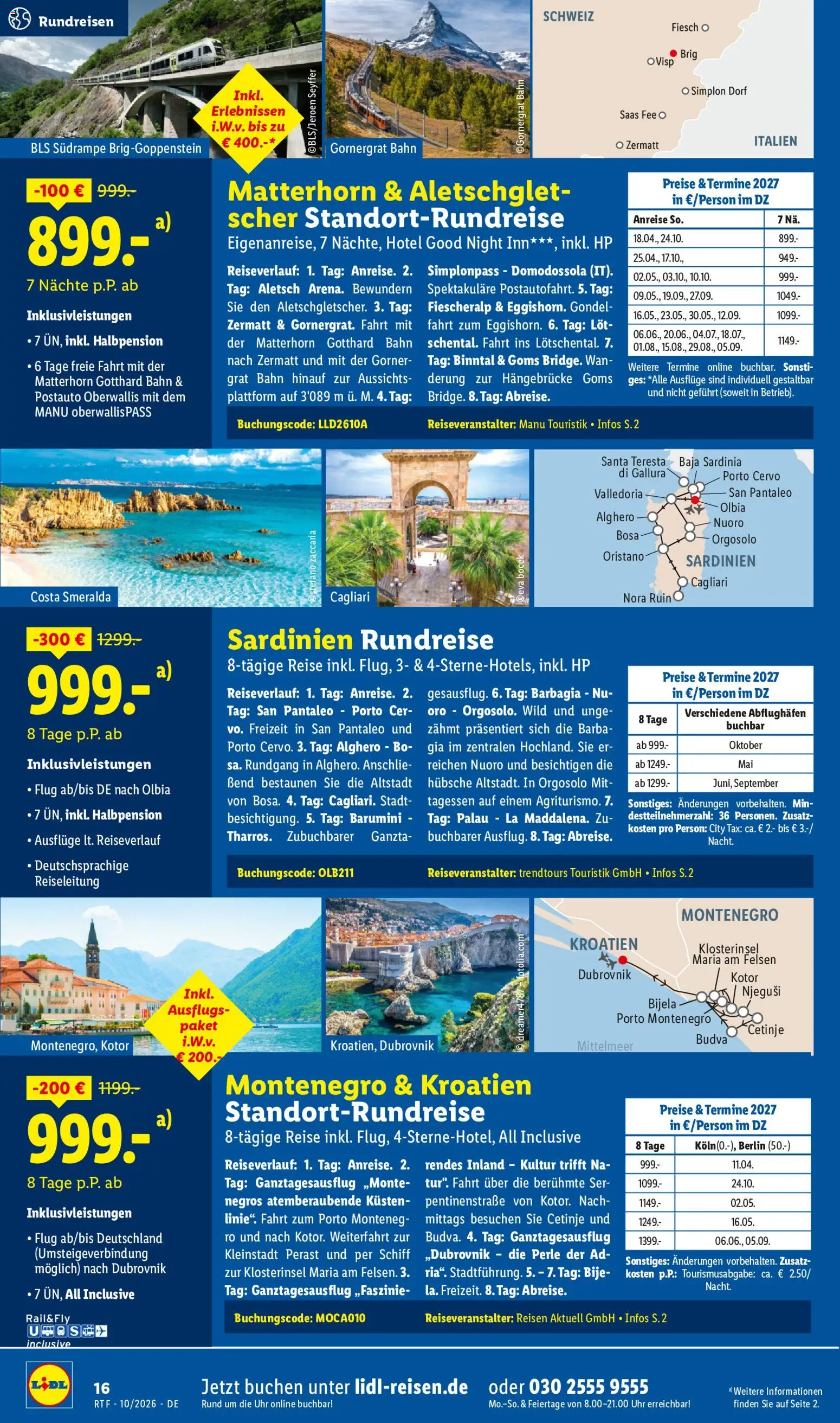 Lidl Reisen Oktober/November Reise-Highlights – gültig ab 14.10.2026 | Seite: 16 | Produkte: HP, Grat, Uhr