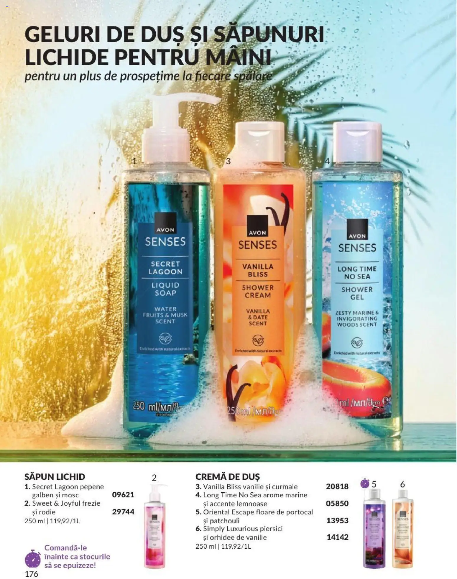 Noul catalog Avon – valabil de la 01.08.2026 | Pagină: 176 | Produse: Orhidee, Duș, Săpun, Săpun lichid
