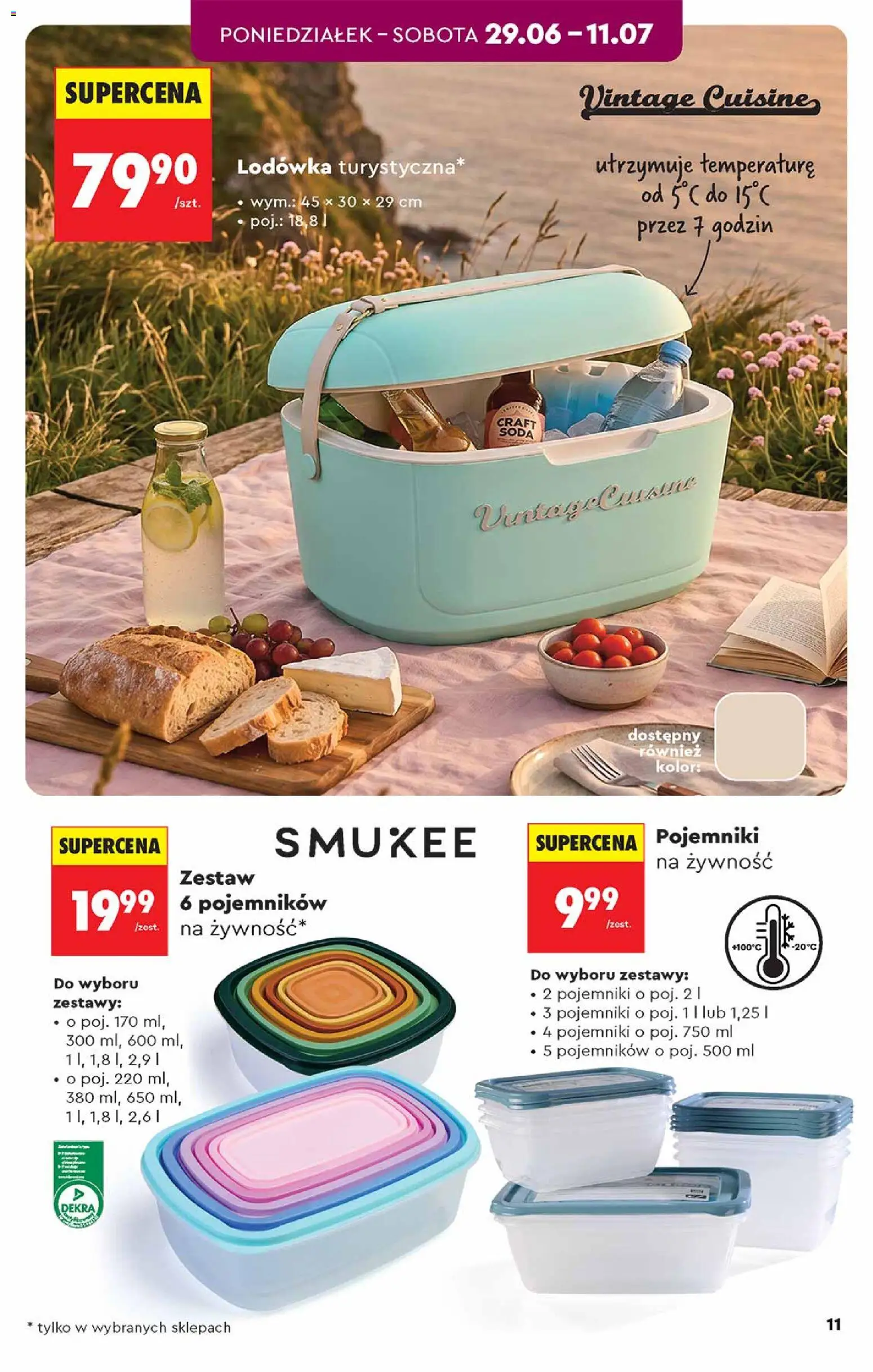 Biedronka gazetka - Hity i inspiracje od 27.06.2026 | Strona: 11 | Produkty: Lodówka, Lodówka turystyczna, Pojemniki na żywność