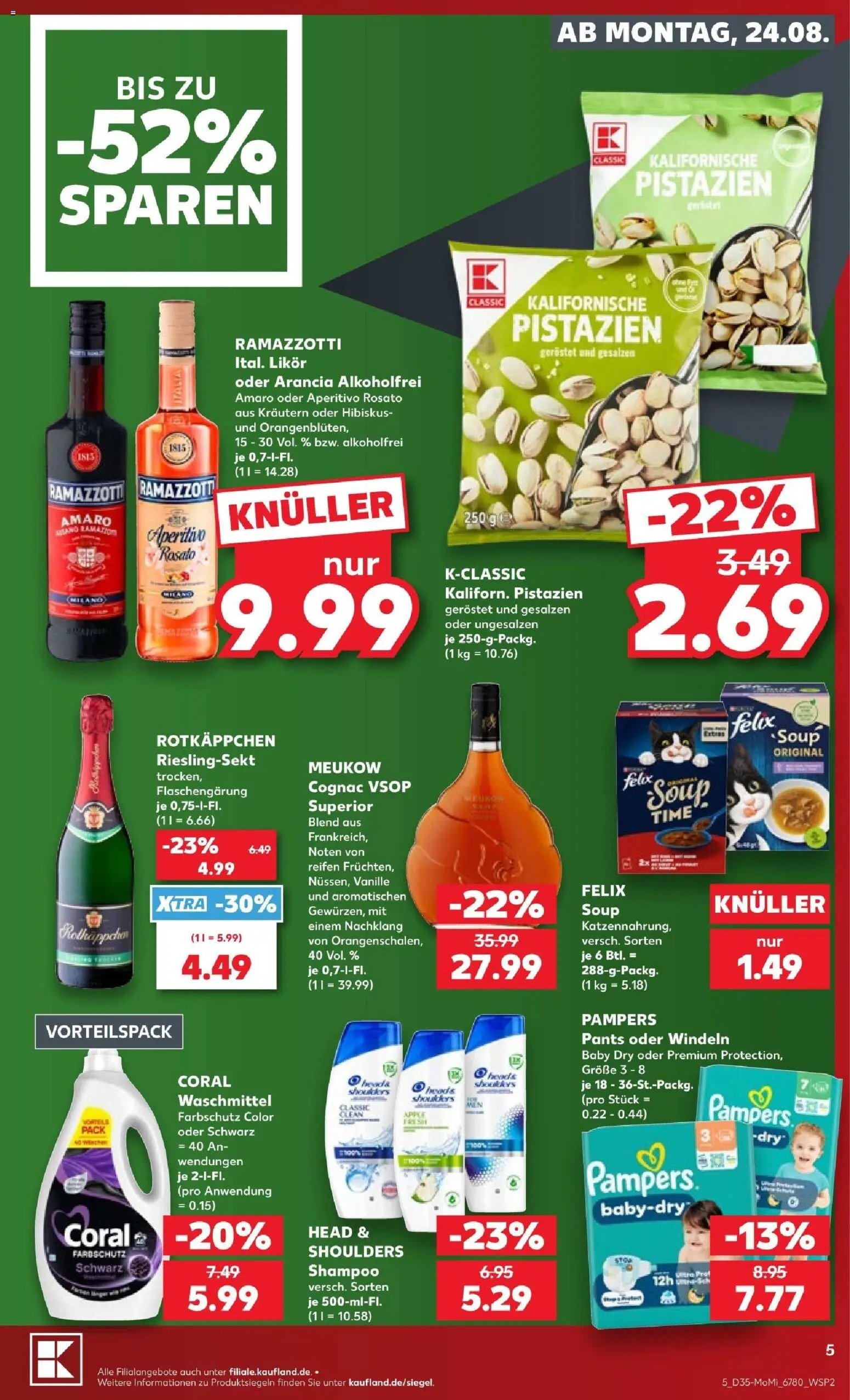 Kaufland Německo leták - Rostock od 24.08.2026 | Strana: 5 | Produkty: Felix, Pampers, Aperitivo, Pants
