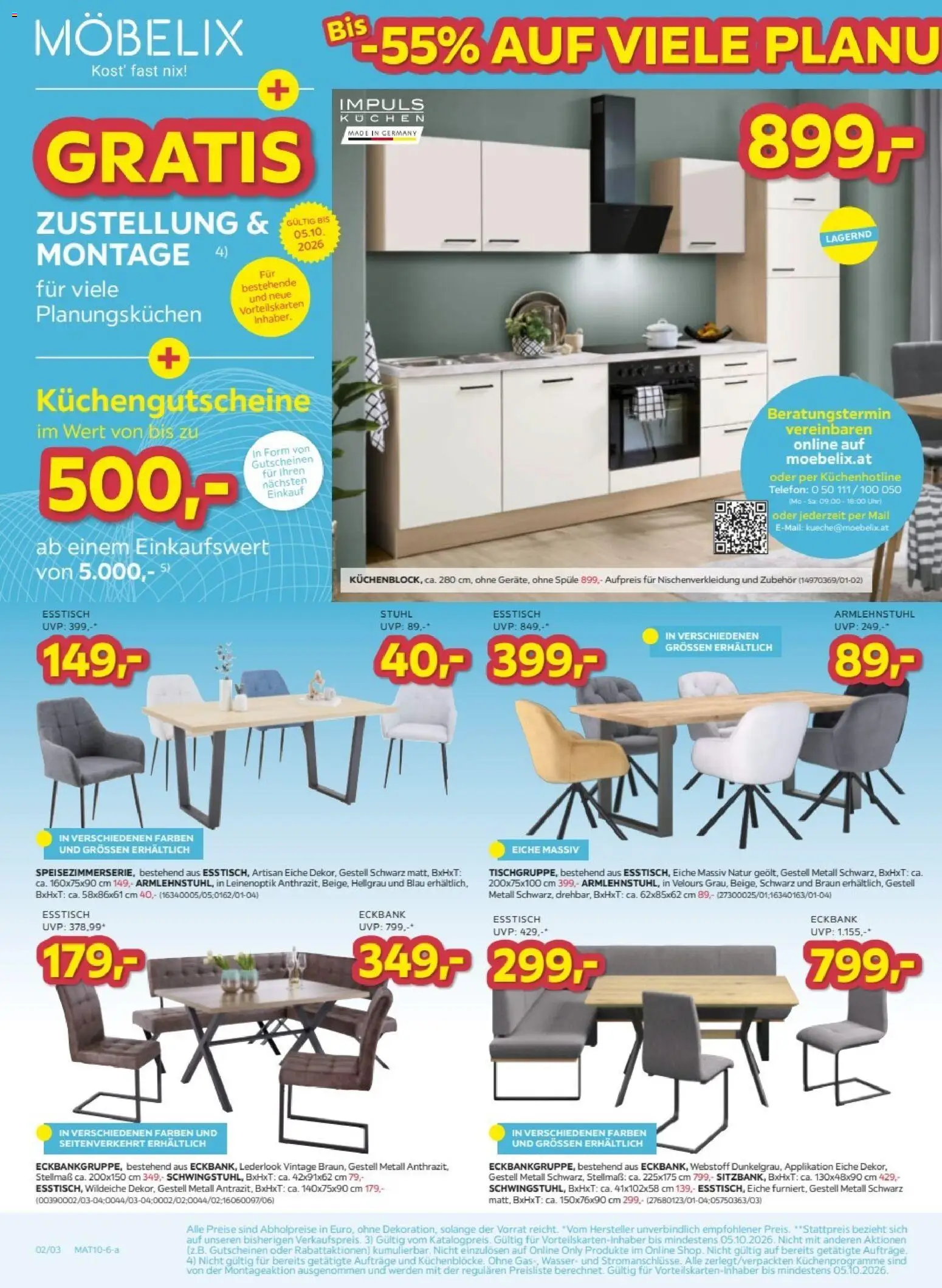 Möbelix Prospekt gültig ab 05.10.2026 | Seite: 2 | Produkte: Wasser, Telefon, Uhr, Stuhl
