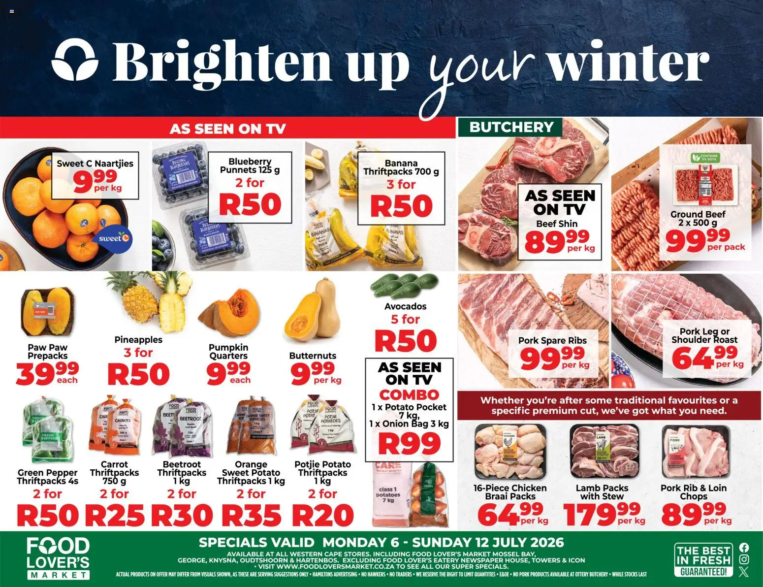 New Food Lover's Market catalogue – valid from 06/07/2026 | Page: 1 | Products: Blueberries, Ribs, Bananas, Carrots