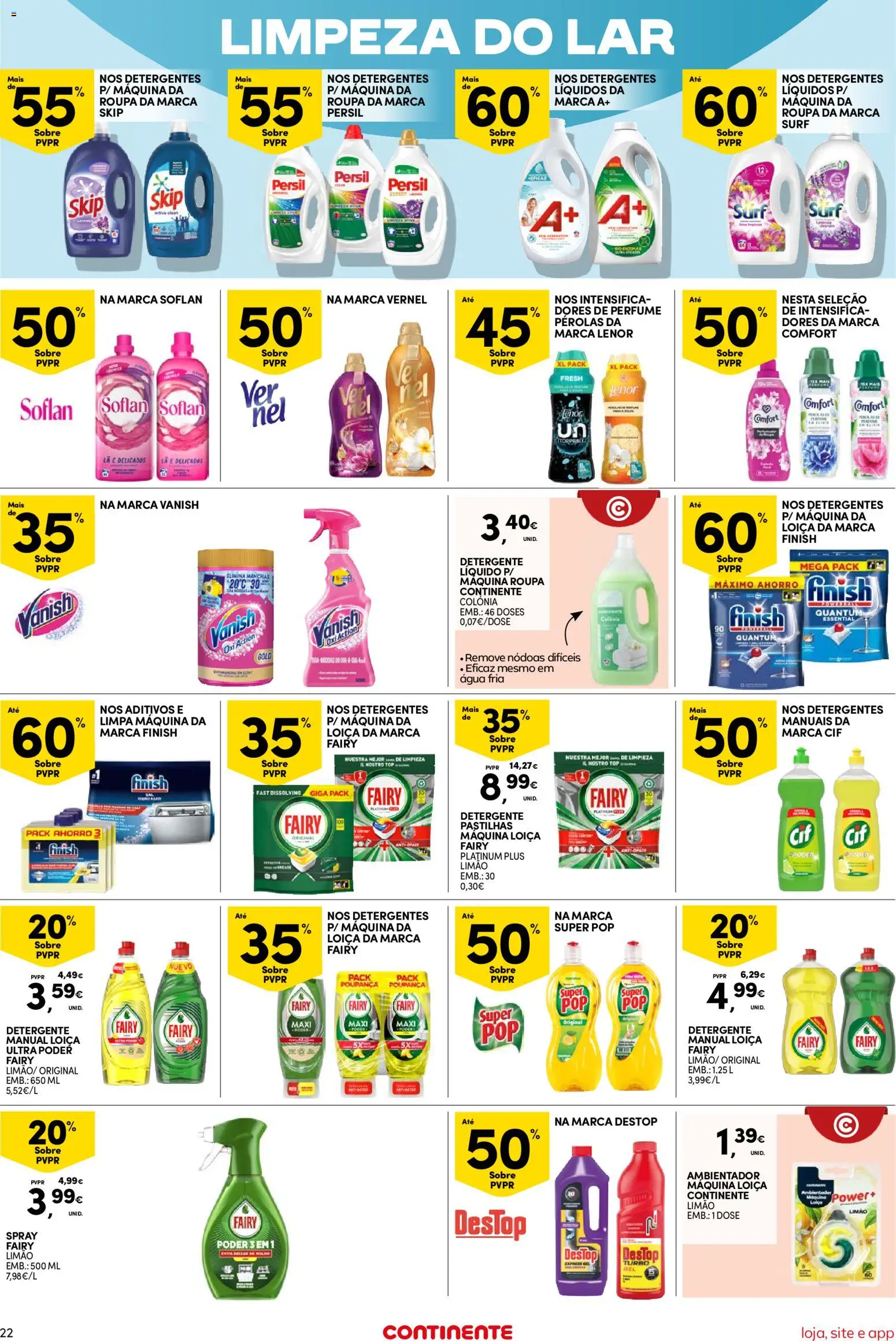 Continente Semanal Continente Bom Dia │ válido de 05.05.2026 | Página: 22 | Produtos: Agua, Máquina de lavar, Top, Detergente