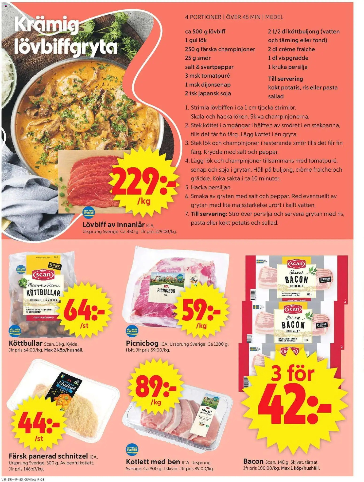 ICA Supermarket reklamblad aktuell från 10/08/2026 | Sida: 4 | Produkter: Köttbuljong, Smör, Häll, Persilja
