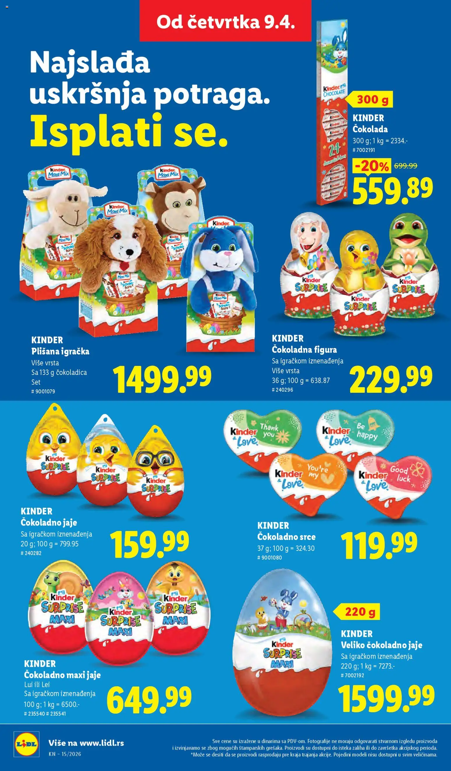 Lidl katalog - važi od 09.04.2026 | Strana: 70 | Proizvode: Čokoladica, Čokoladno jaje, Čokolada