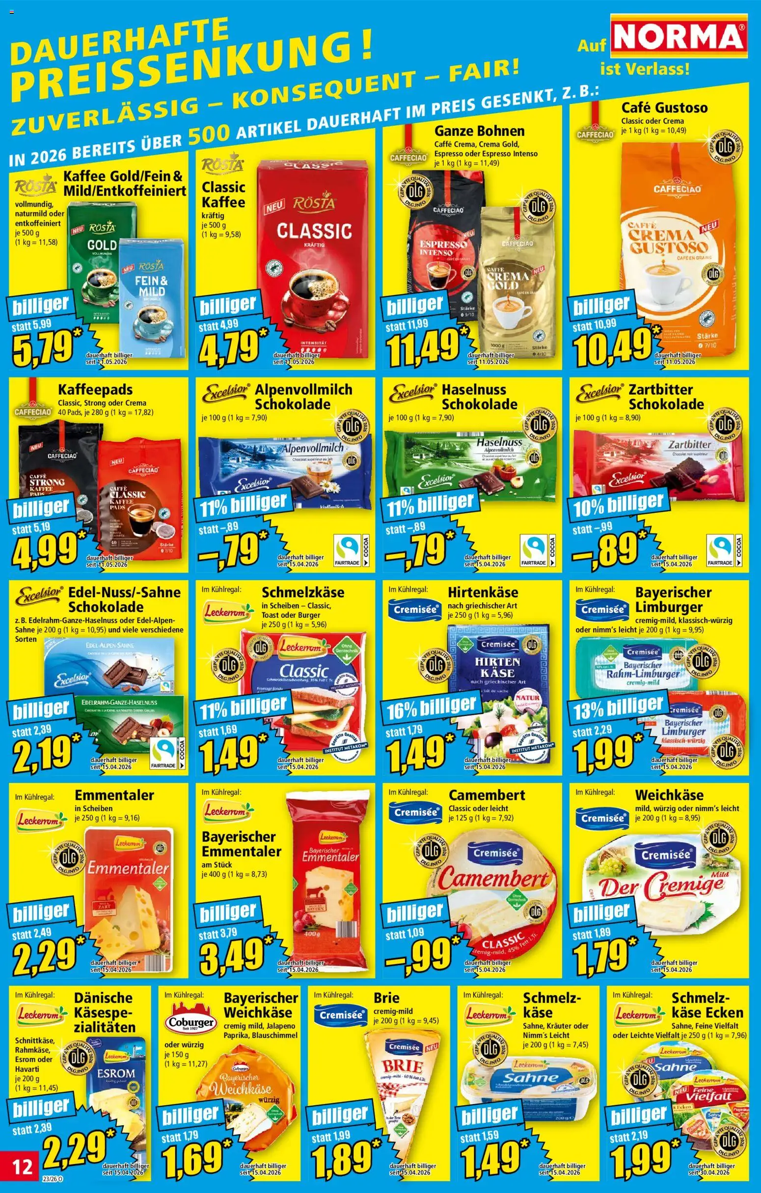 Norma Prospekt – gültig ab 01.06.2026 | Seite: 12 | Produkte: Kaffeepads, Käse, Kaffee, Burger