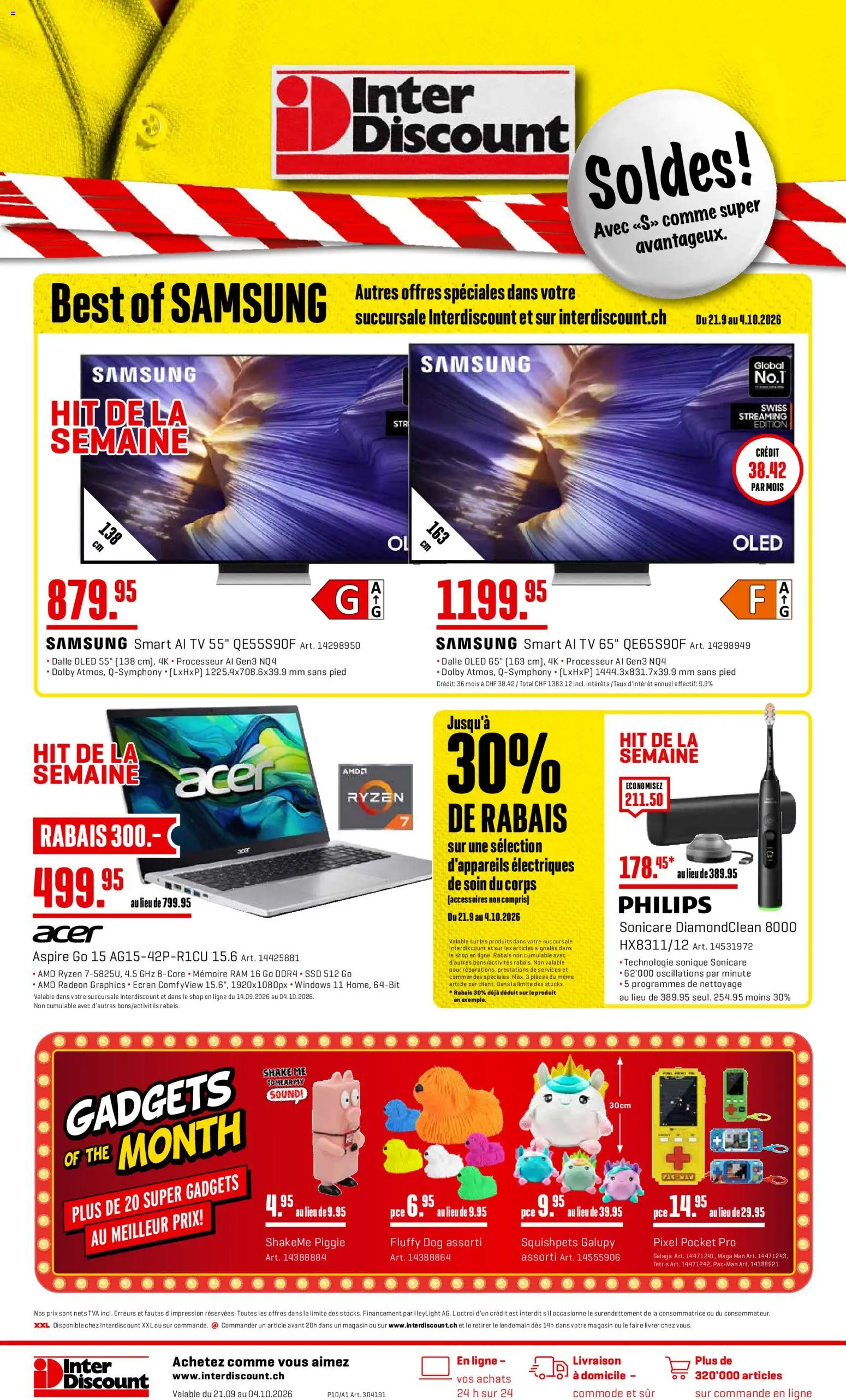 Interdiscount aktionen FR – gültig ab 21.09.2026 | Seite: 1 | Produkte: TV, Samsung, Philips