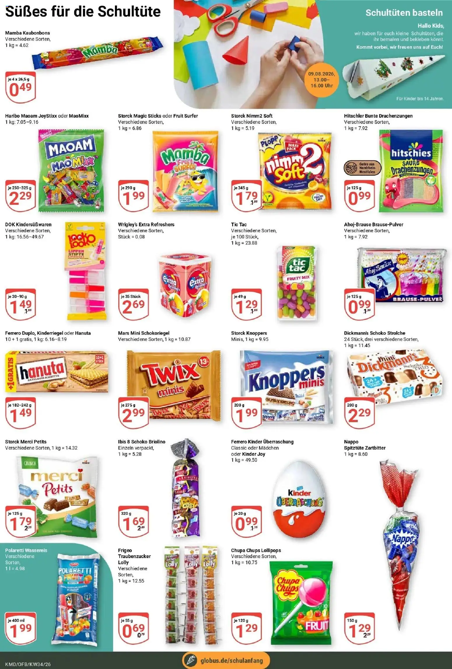 Globus Prospekt Köln (ab 17.08.2026) » Angebote online | Seite: 16 | Produkte: Merci, Knoppers, Chips, Uhr