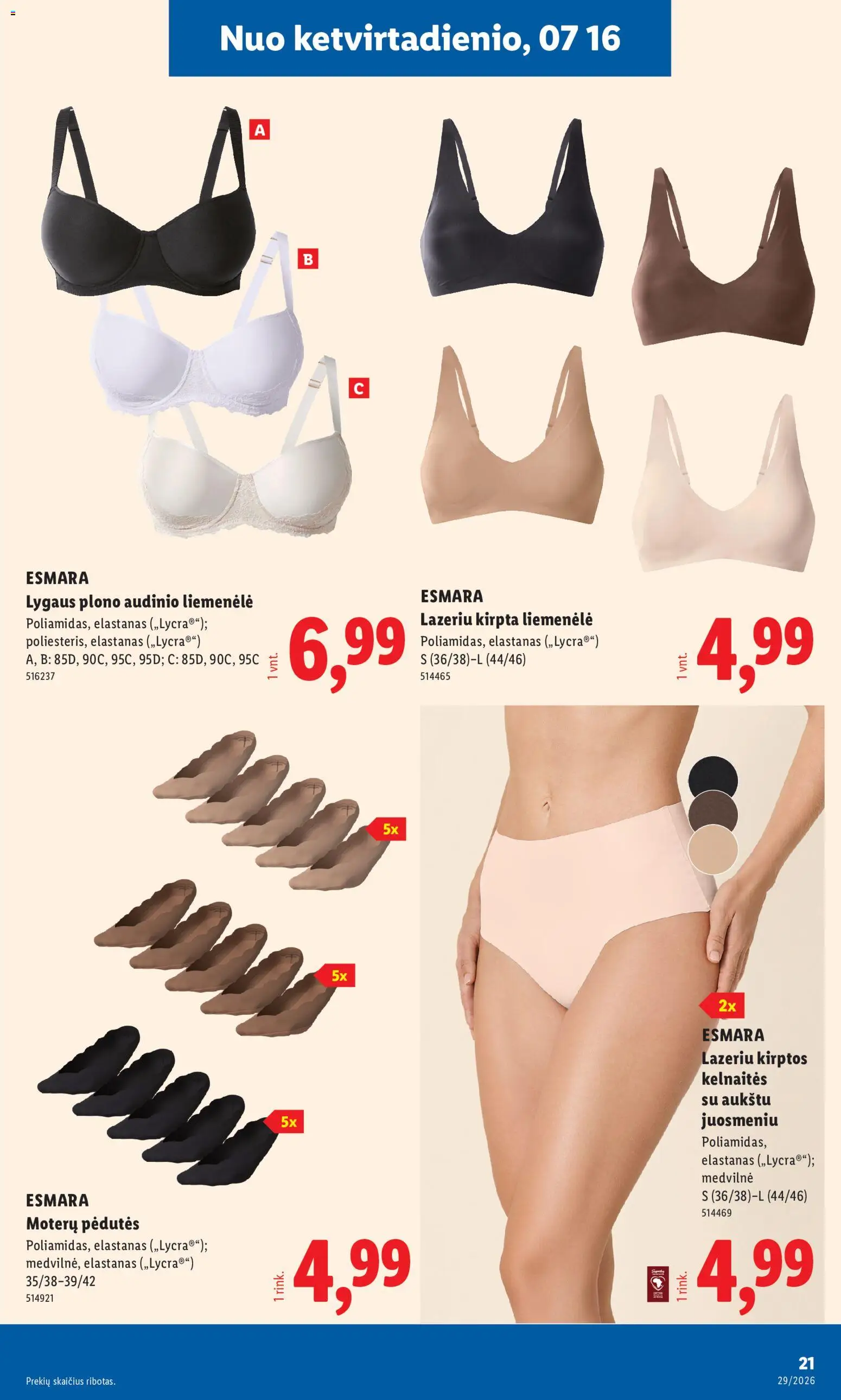 LIDL akcijos nuo 2026.07.13 | Puslapis: 21 | Prekių: Kelnaitės, Liemenėlė