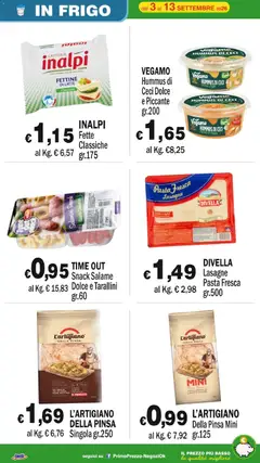 Anteprima del volantino Primo Prezzo volantino valido a partire dal 03/09/2026 | Pagina: 49 | Prodotti: Panca, Divella, Latte, Hummus
