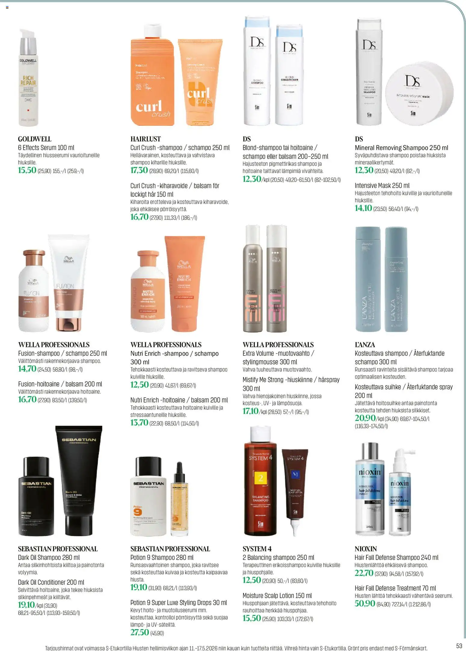 Sokos tarjoukset – voimassa 20.04.2026 alkaen | Sivu: 53 | Tuotteet: Shampoo, Hoitoaine, Mousse