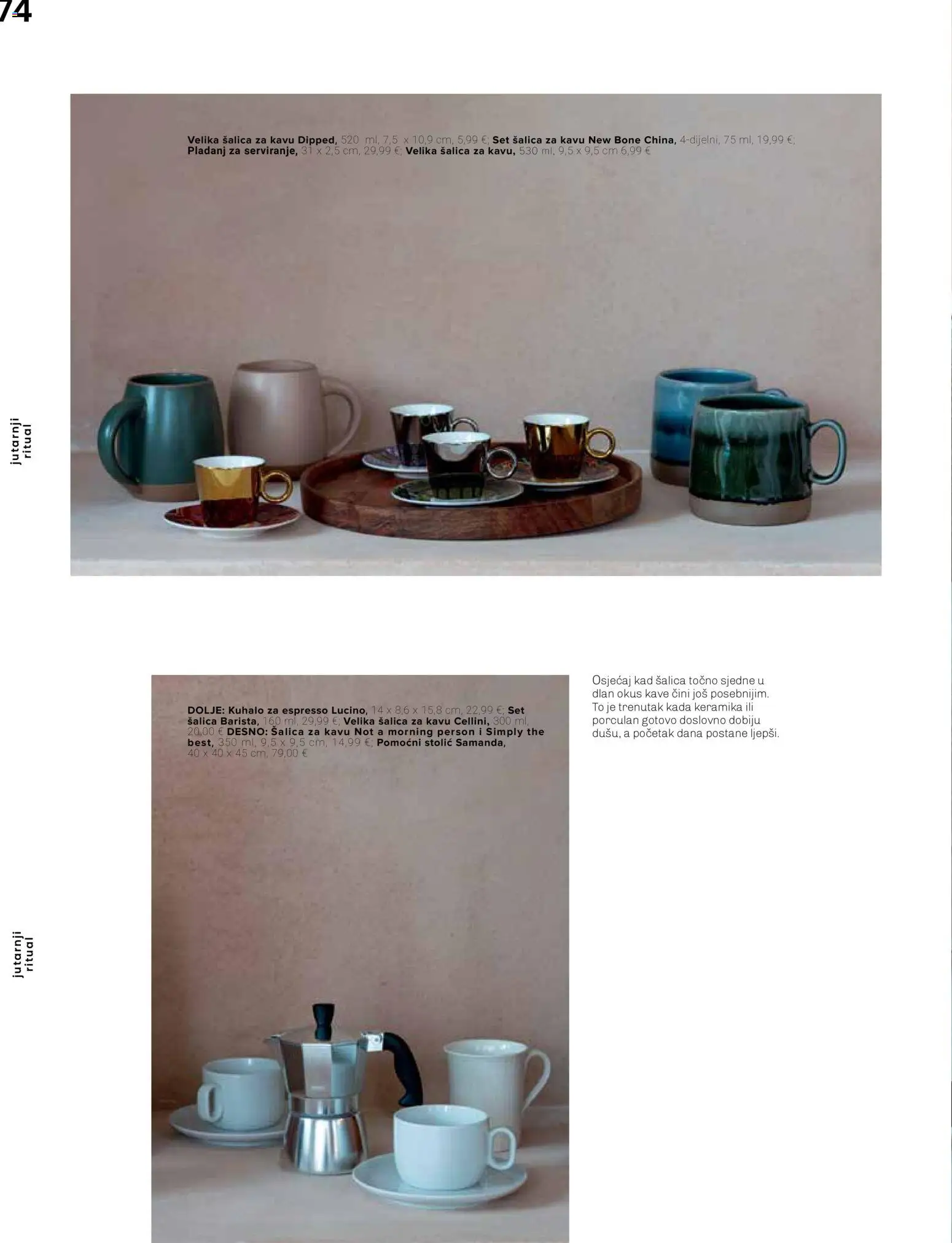 Lesnina katalog | vrijedi od 10.09.2026 | Stranica: 74 | Proizvodi: Espresso, Stolić, Šalica, Pladanj
