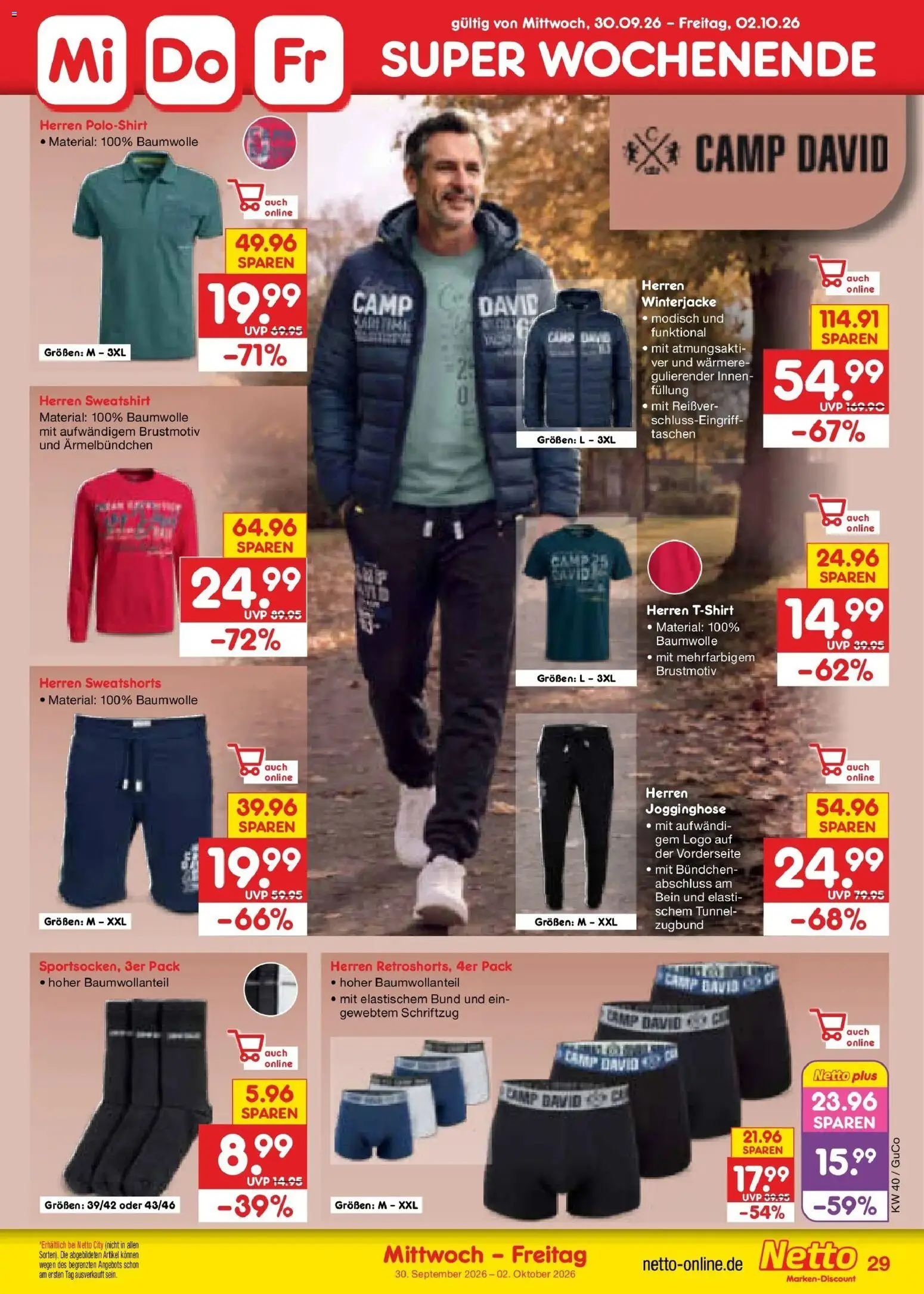 Netto Marken-Discount Prospekt Leipzig – gültig ab 28.09.2026 | Seite: 41 | Produkte: Jogginghose, Winterjacke, Sweatshirt, Sweatshorts