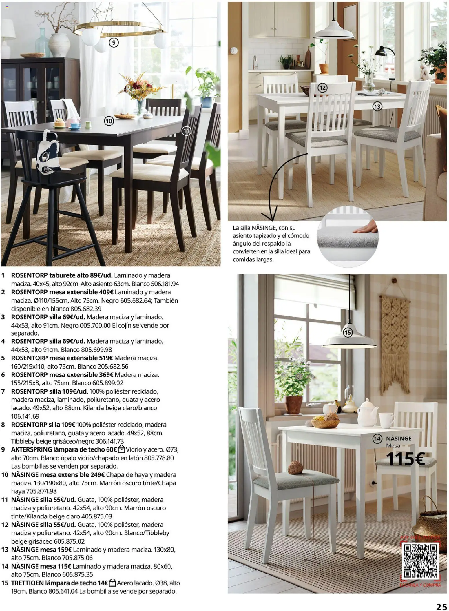 Catálogo IKEA Comedores │ válido desde el 06.03.2026 | Página: 25 | Productos: Lámpara de techo, Mesa, Silla, Lámpara