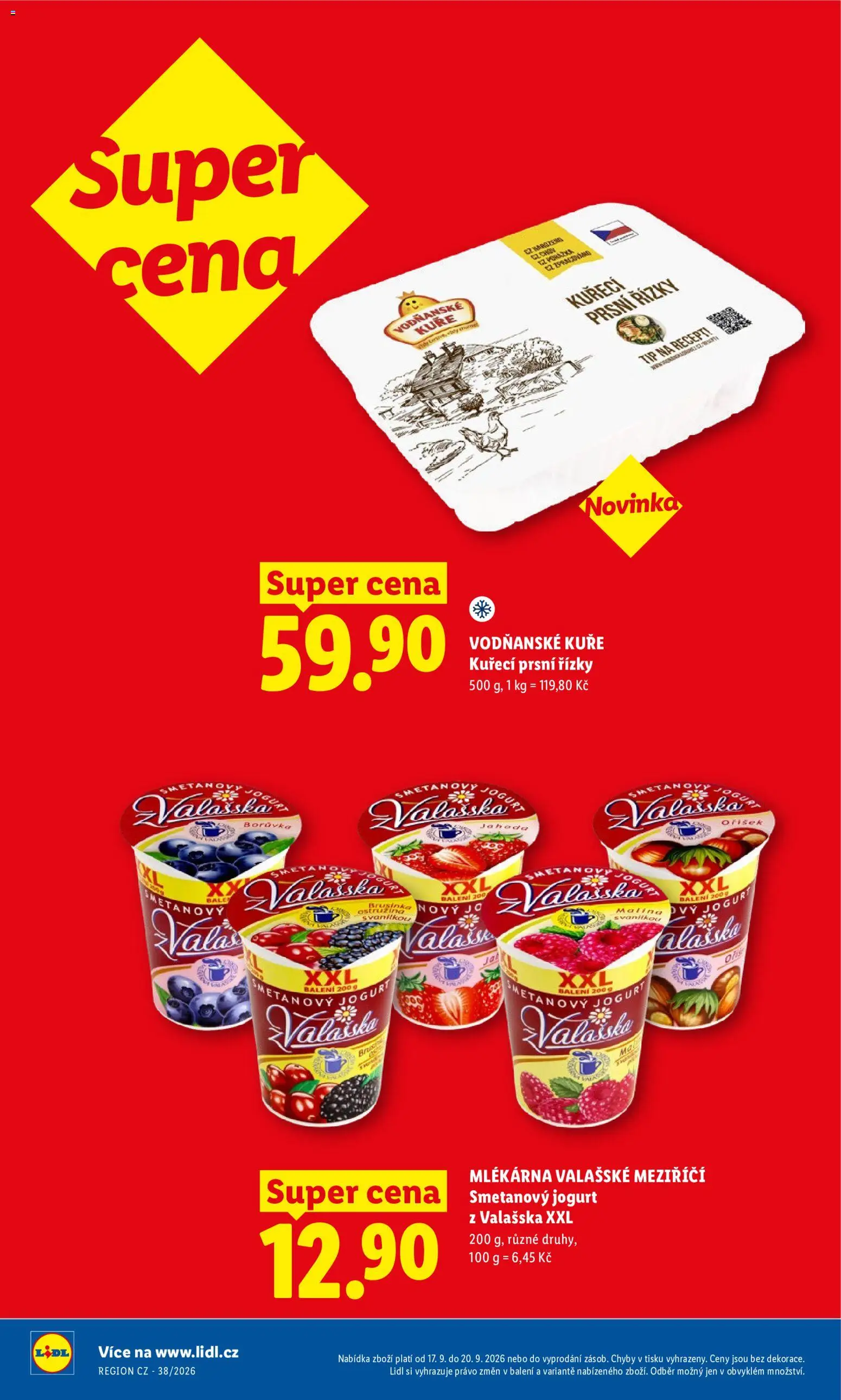 Lidl leták od 17.09.2026 | Strana: 4 | Produkty: Jogurt, Prsní řízky, Kuřecí prsní řízky, Kuře