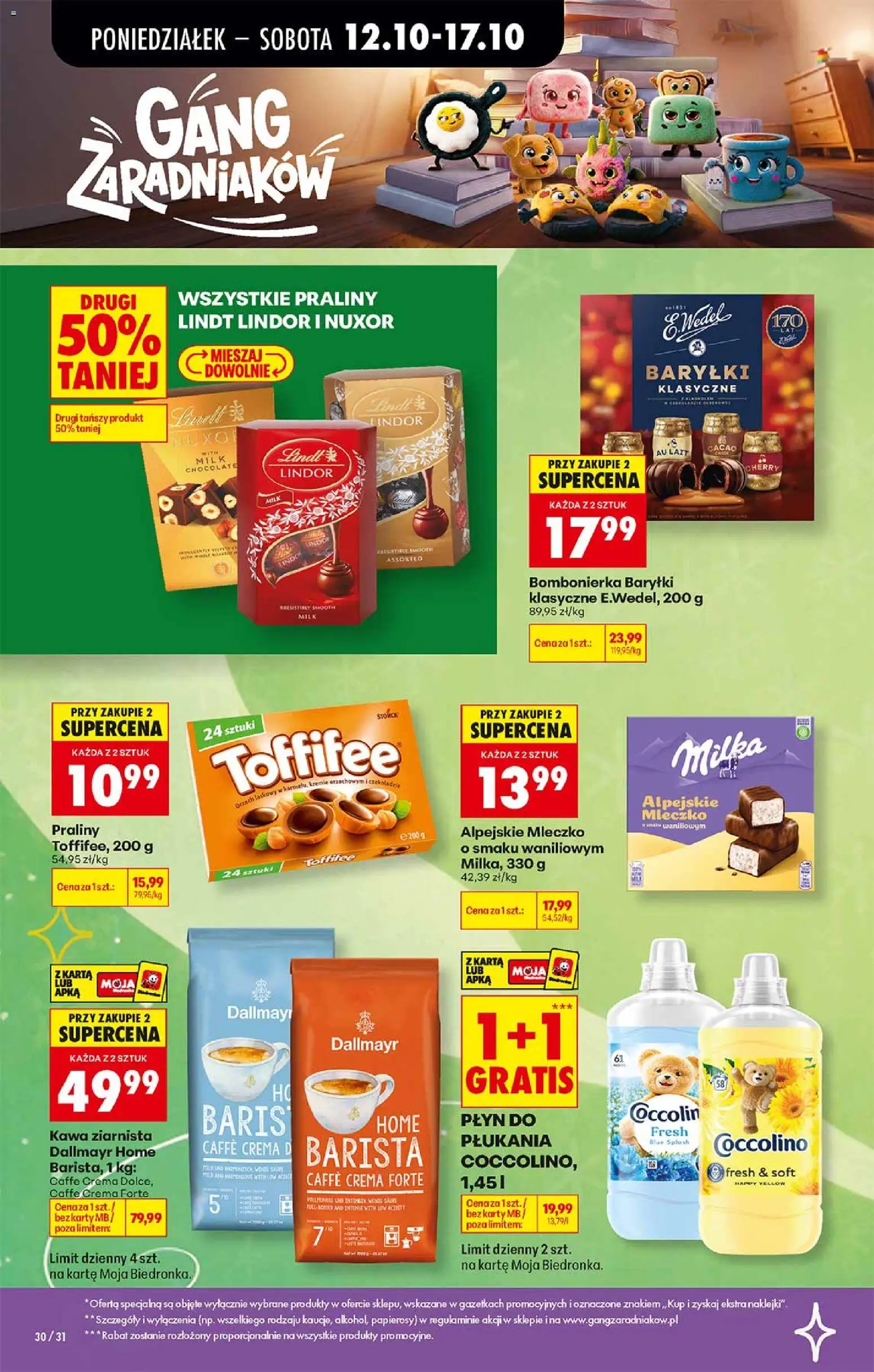 Biedronka gazetka - Gang zaradniaków od 12.10.2026 | Strona: 5 | Produkty: Lindt, Praliny lindt, Toffifee, Milka