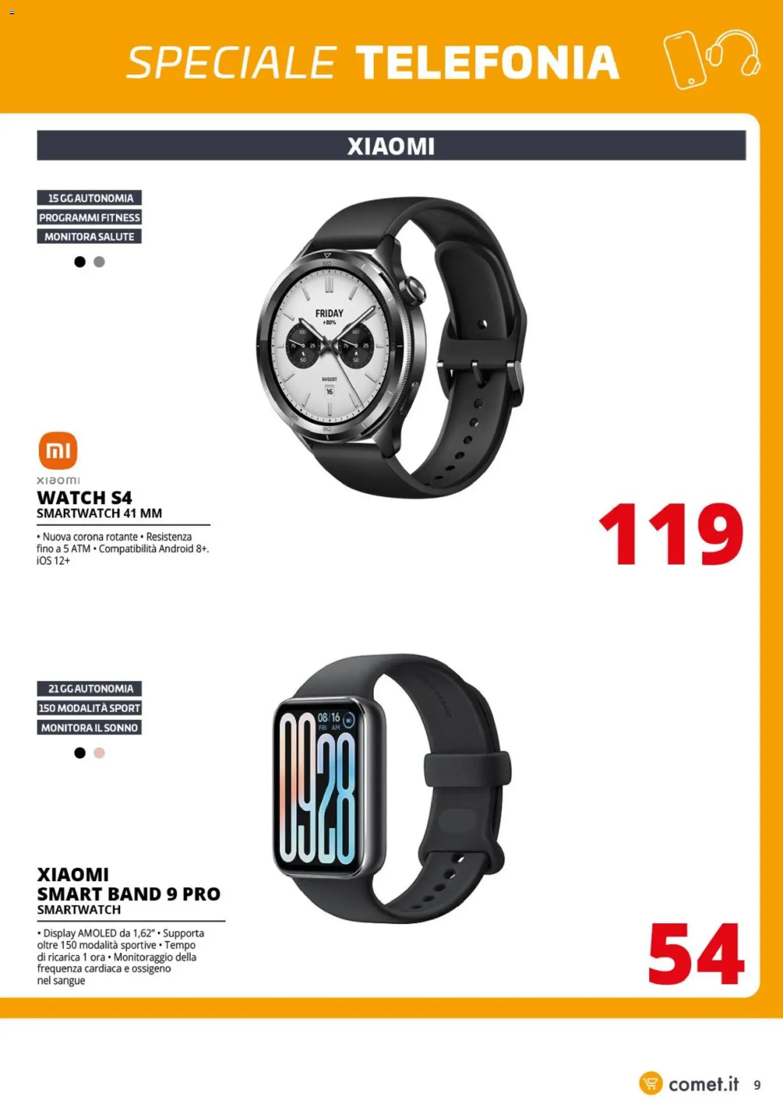 Volantino Comet del 08.05.2026 | Pagina: 9 | Prodotti: Xiaomi, Smartwatch