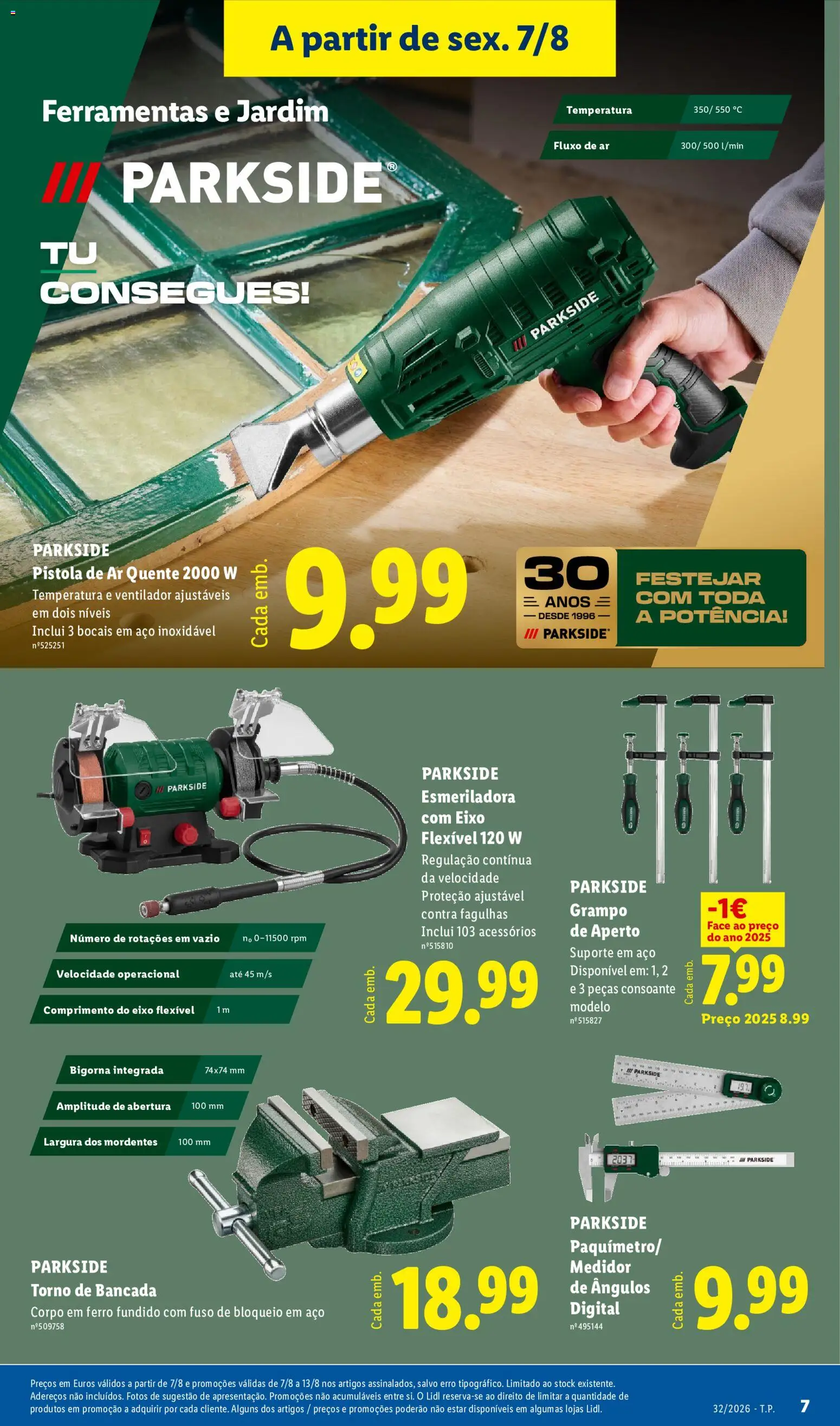Lidl Novidades │ válido de 03/08/2026 | Página: 7 | Produtos: Ferro, Ventilador, Bancada, Ferramentas