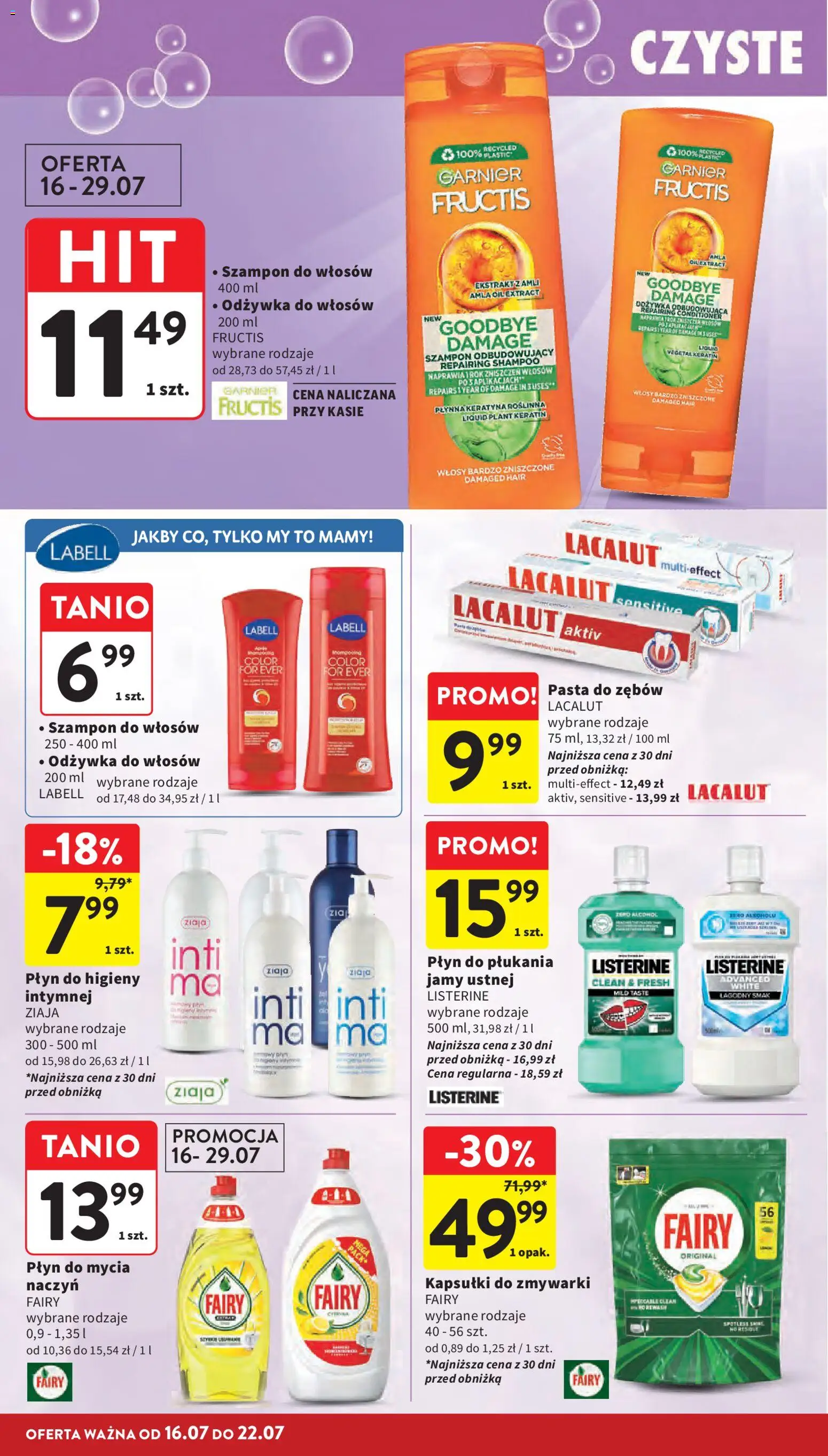 Intermarche gazetka od 16.07.2026 | Strona: 38 | Produkty: Szampon, Odżywka do włosów, Fairy, Kapsułki do zmywarki