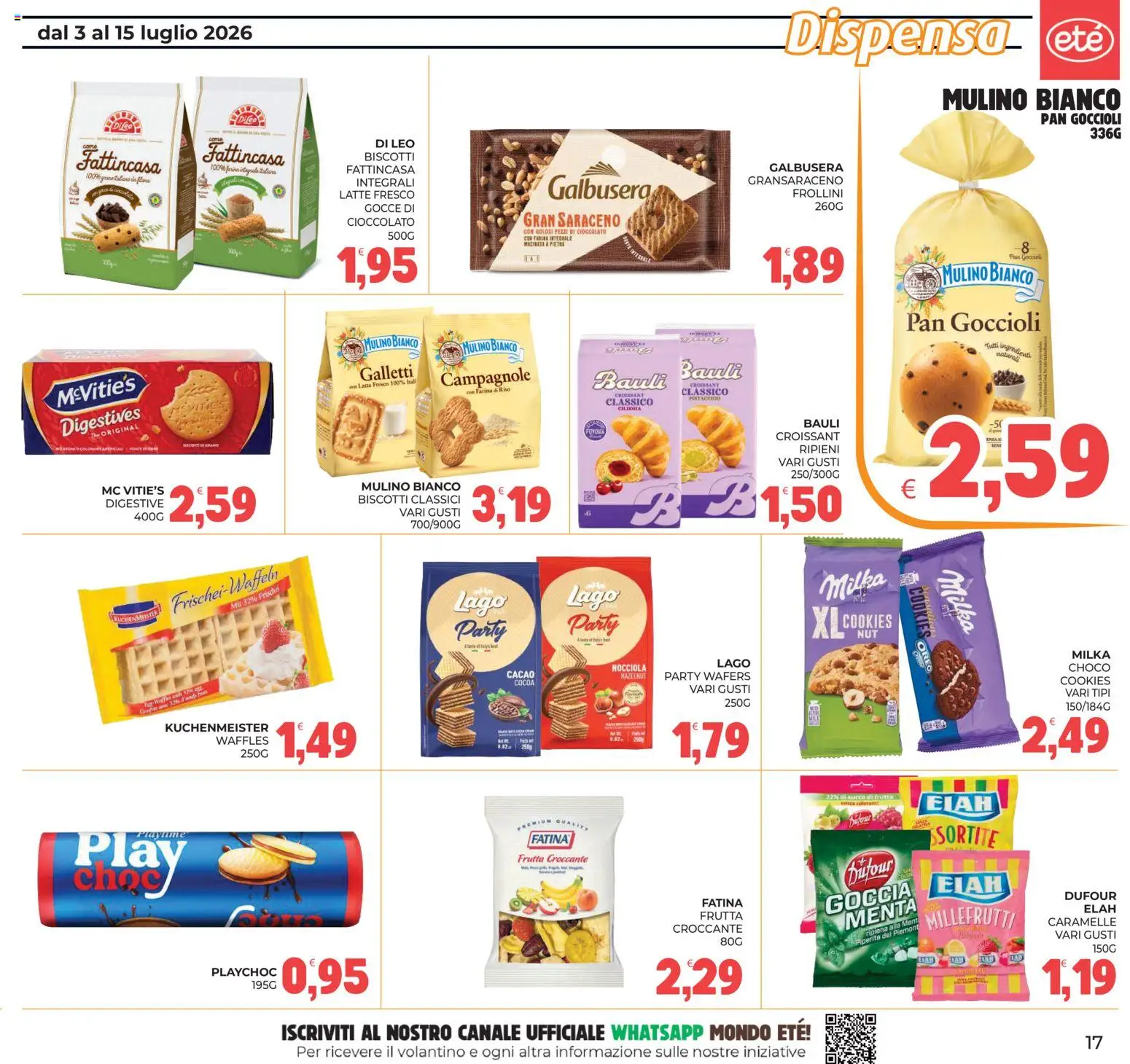 Volantino Eté del 03/07/2026 | Pagina: 17 | Prodotti: Biscotti, Latte, Cacao, Frollini