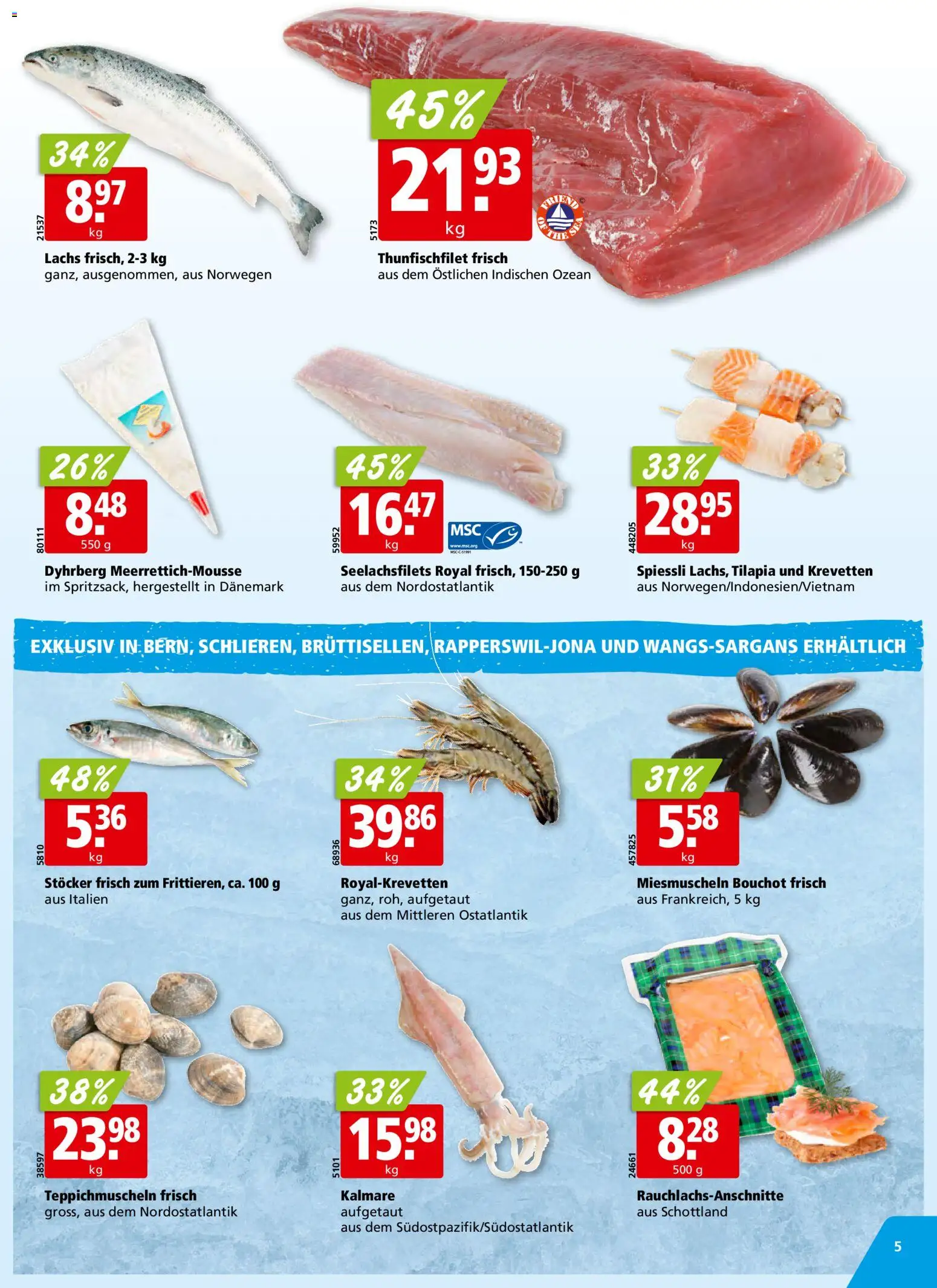Aligro aktionen Schlieren, Gossau SG, Frauenfeld, Rapperswil-Jona, Sargans, Bern – gültig ab 06.07.2026 | Seite: 5 | Produkte: Lachs