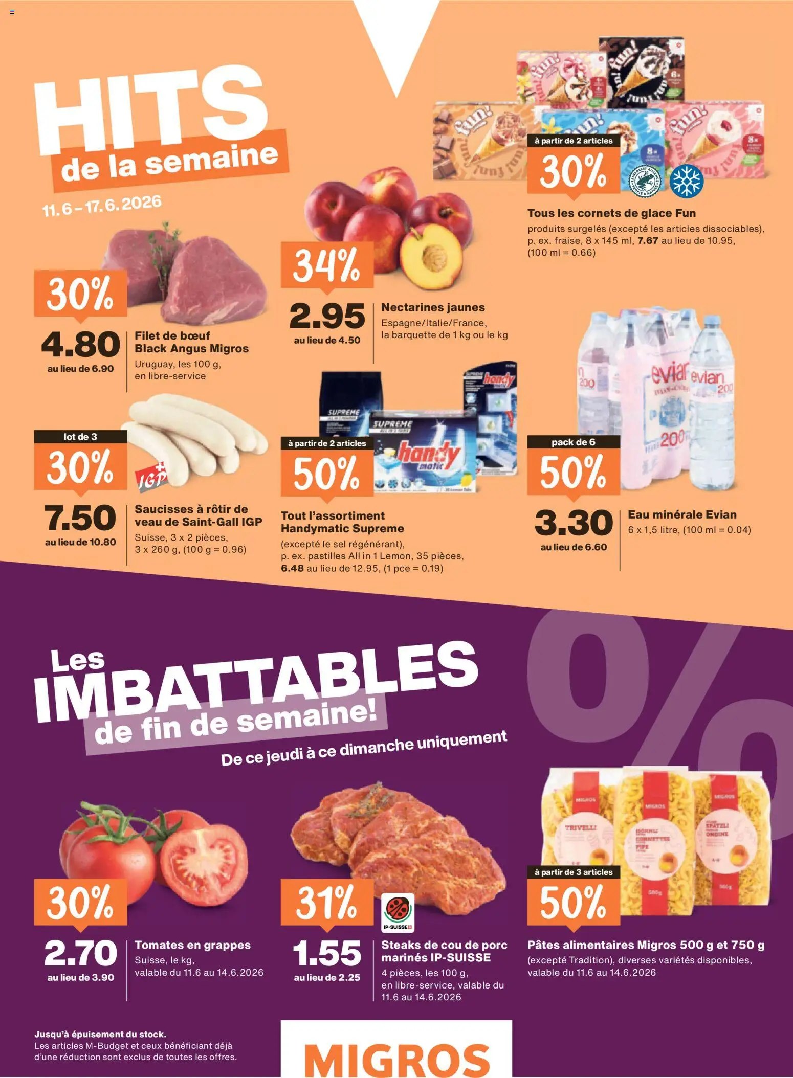 Migros aktionen Magazine FR – gültig ab 10.06.2026 | Seite: 56 | Produkte: Glace, Pasta
