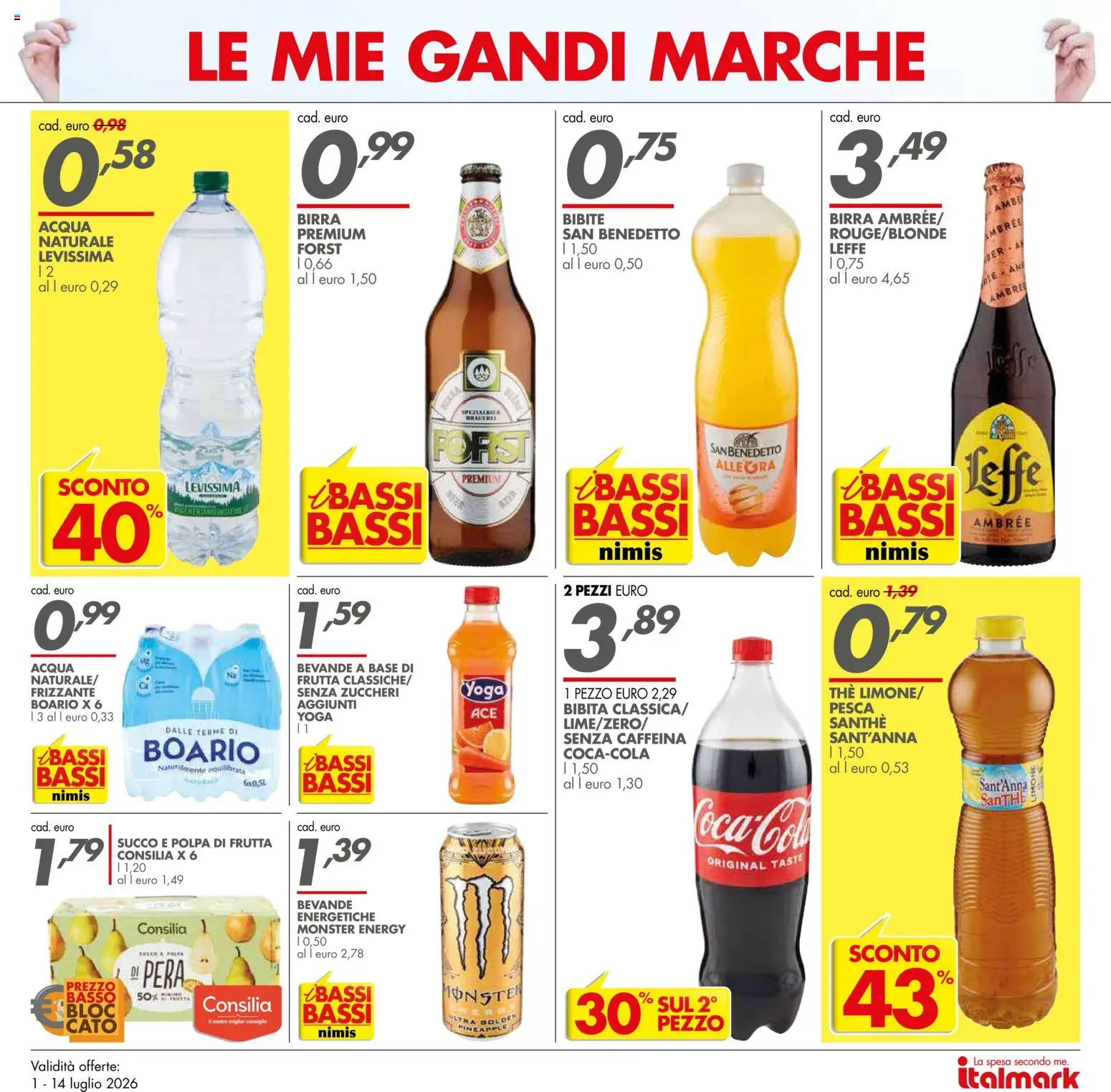 Volantino Italmark del 01/07/2026 | Pagina: 6 | Prodotti: Birra, Acqua, Pera, Bibite