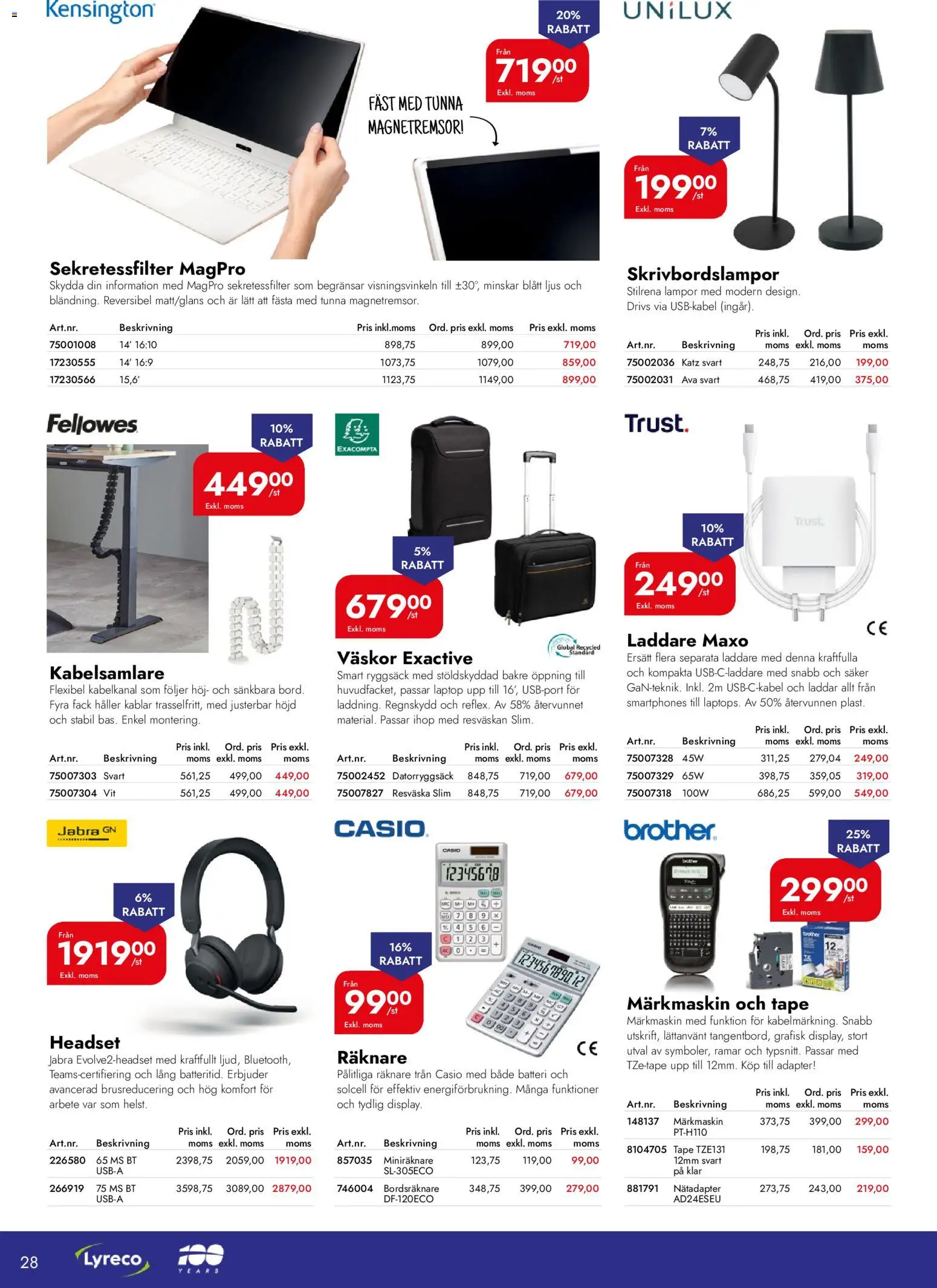 Lyreco reklamblad aktuell från 06.04.2026 | Sida: 28 | Produkter: Batteri, Datorryggsäck, Resväska, Adapter