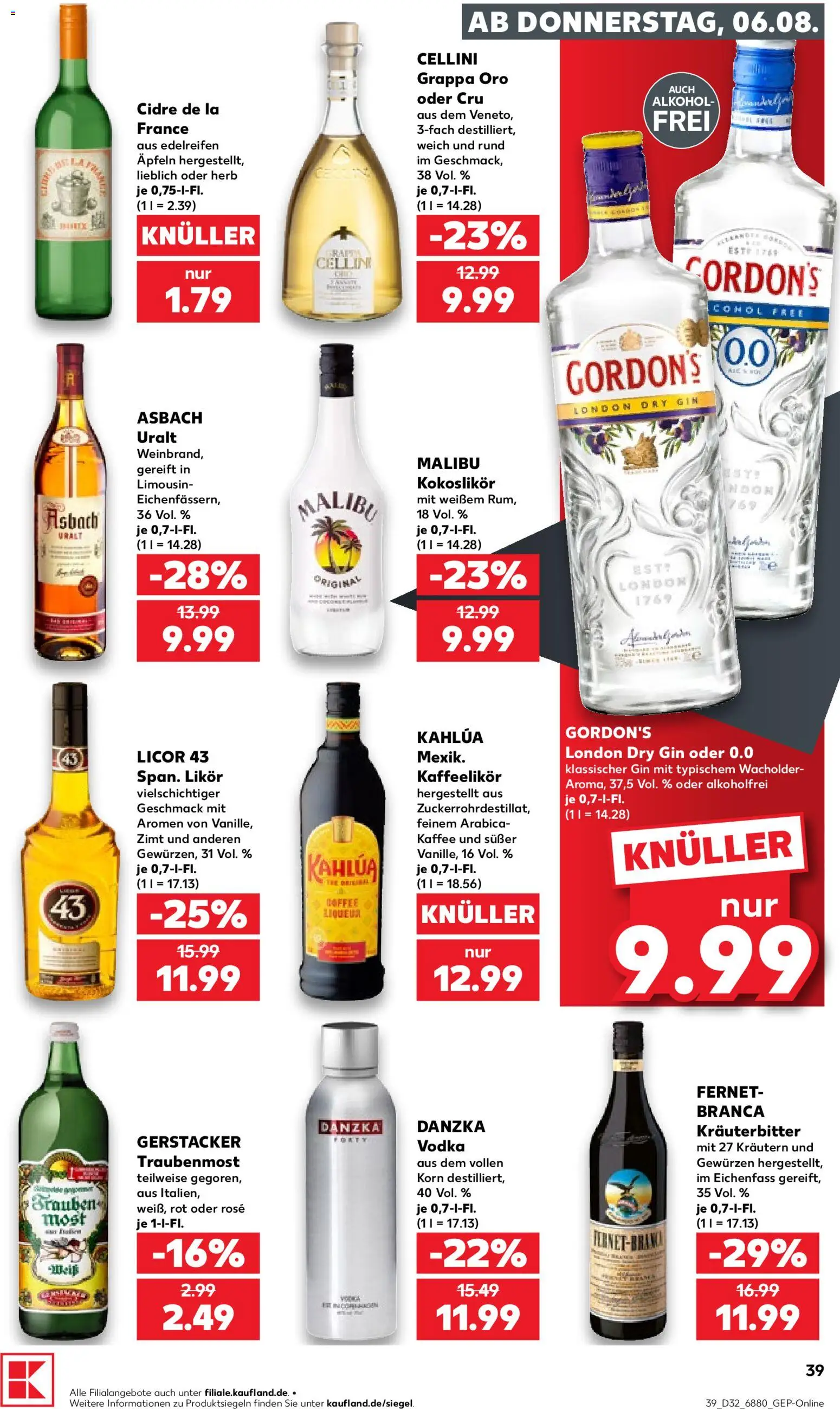 Kaufland Prospekt Völklingen – gültig ab 06.08.2026 | Seite: 39 | Produkte: Kaffee, Likör, Gin, Fernet branca