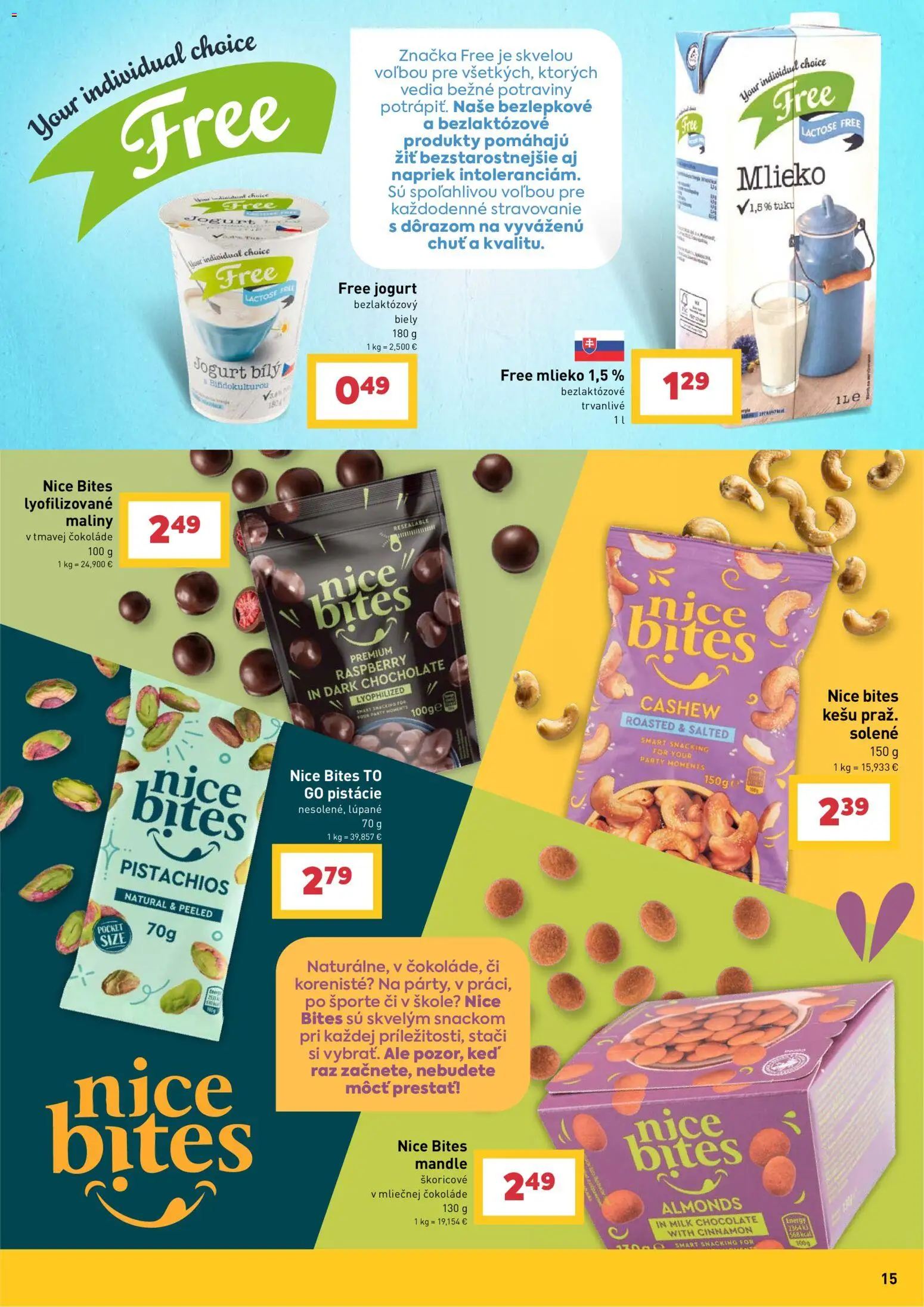 Nové Billa akcie – leták je platný od 09.09.2026 | Strana: 15 | Produkty: Jogurt, Pistácie, Mandle, Maliny