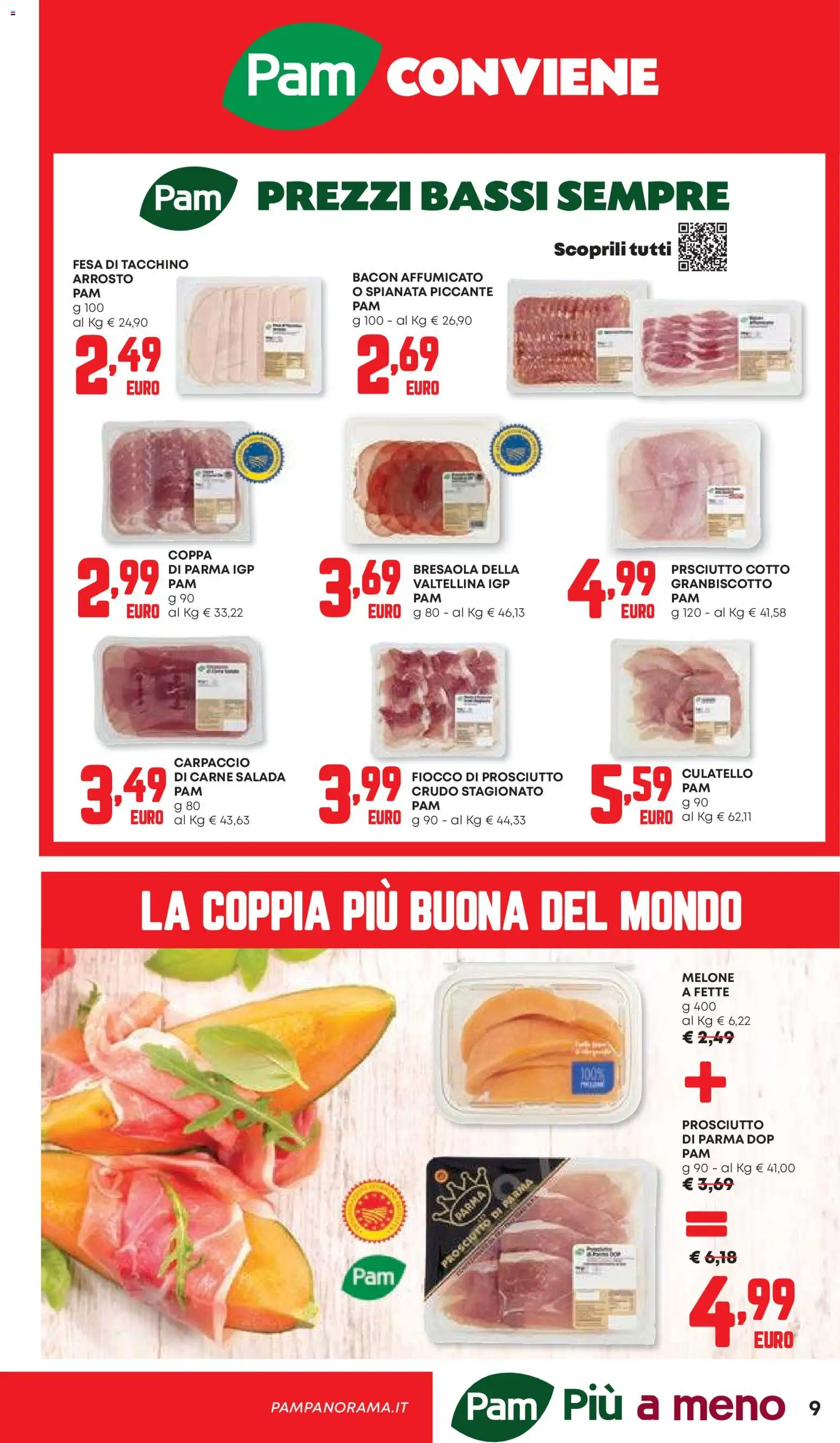 Volantino PAM del 13/08/2026 | Pagina: 9 | Prodotti: Prosciutto di Parma, Bresaola, Prosciutto, Bacon