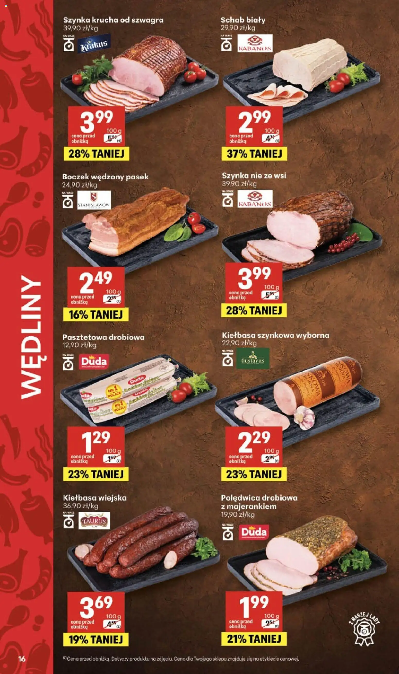 Delikatesy Centrum gazetka - Sklepy Własne od 21.05.2026 | Strona: 16 | Produkty: Schab, Pasek, Boczek wędzony, Boczek