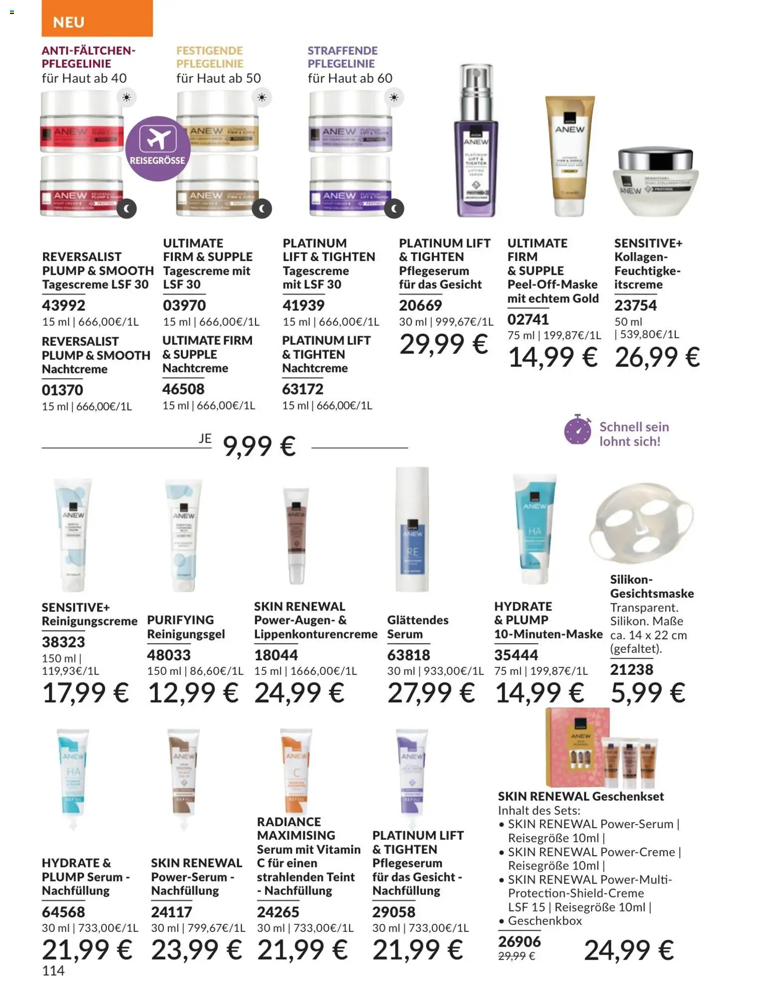 AVON Katalog Juli 2026 – gültig ab 01.07.2026 | Seite: 114 | Produkte: Serum, Tagescreme, Nachtcreme, Gesichtsmaske
