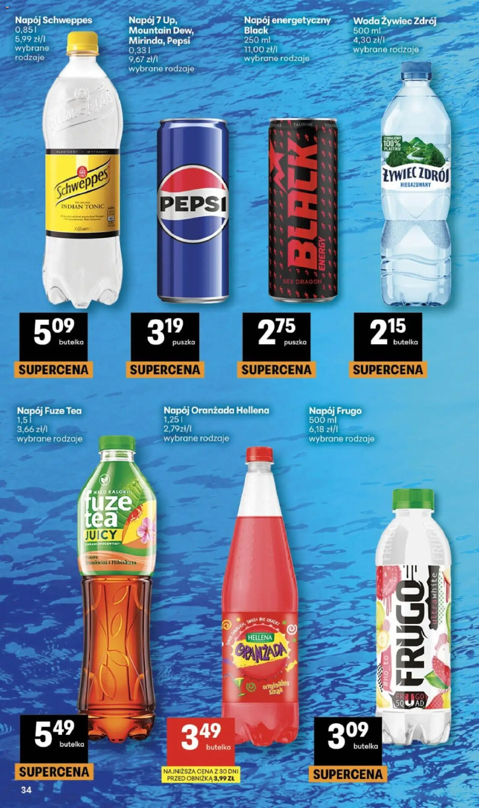 Delikatesy Centrum gazetka od 21.05.2026 | Strona: 34 | Produkty: Woda żywiec, Pepsi, Oranżada hellena, Woda