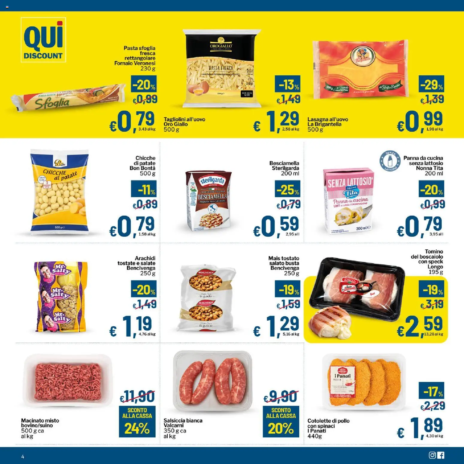 Volantino Qui Discount del 02.06.2026 | Pagina: 4 | Prodotti: Speck, Pollo, Arachidi, Macinato