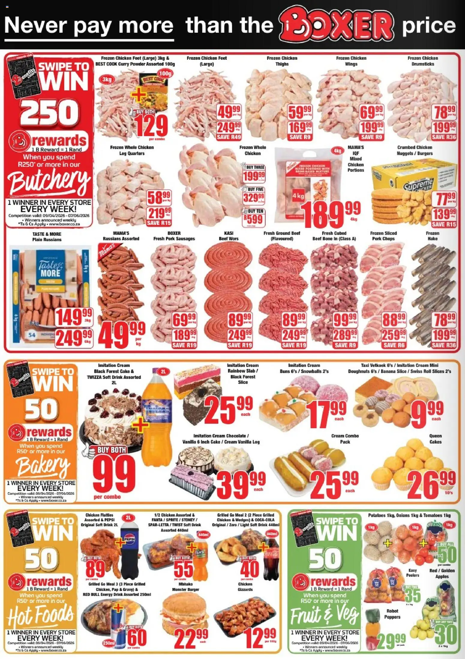 New Boxer catalogue – valid from 09.04.2026 | Page: 2 | Products: Chocolate, Chicken, Sprite, Potatoes