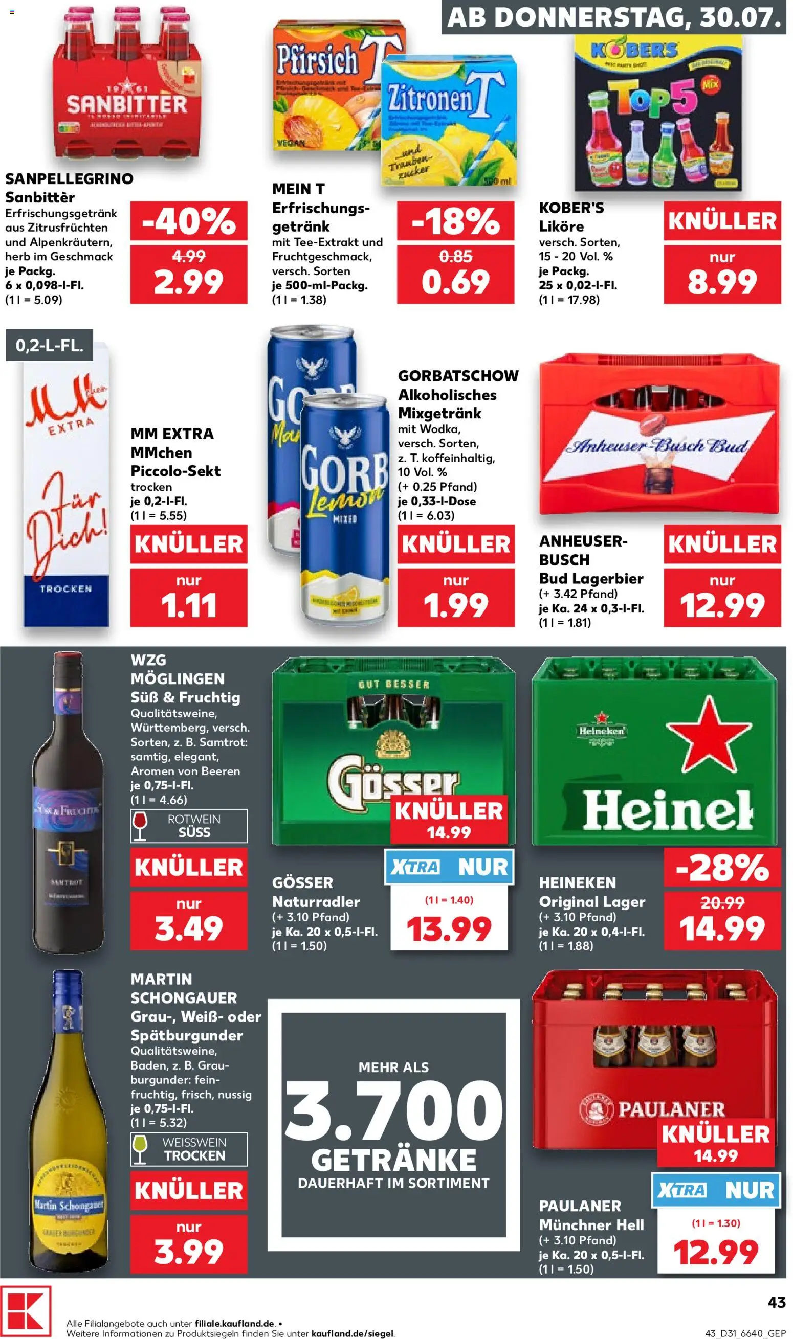 Kaufland Německo leták od 30.07.2026 | Strana: 43 | Produkty: Heineken, Sanbitter