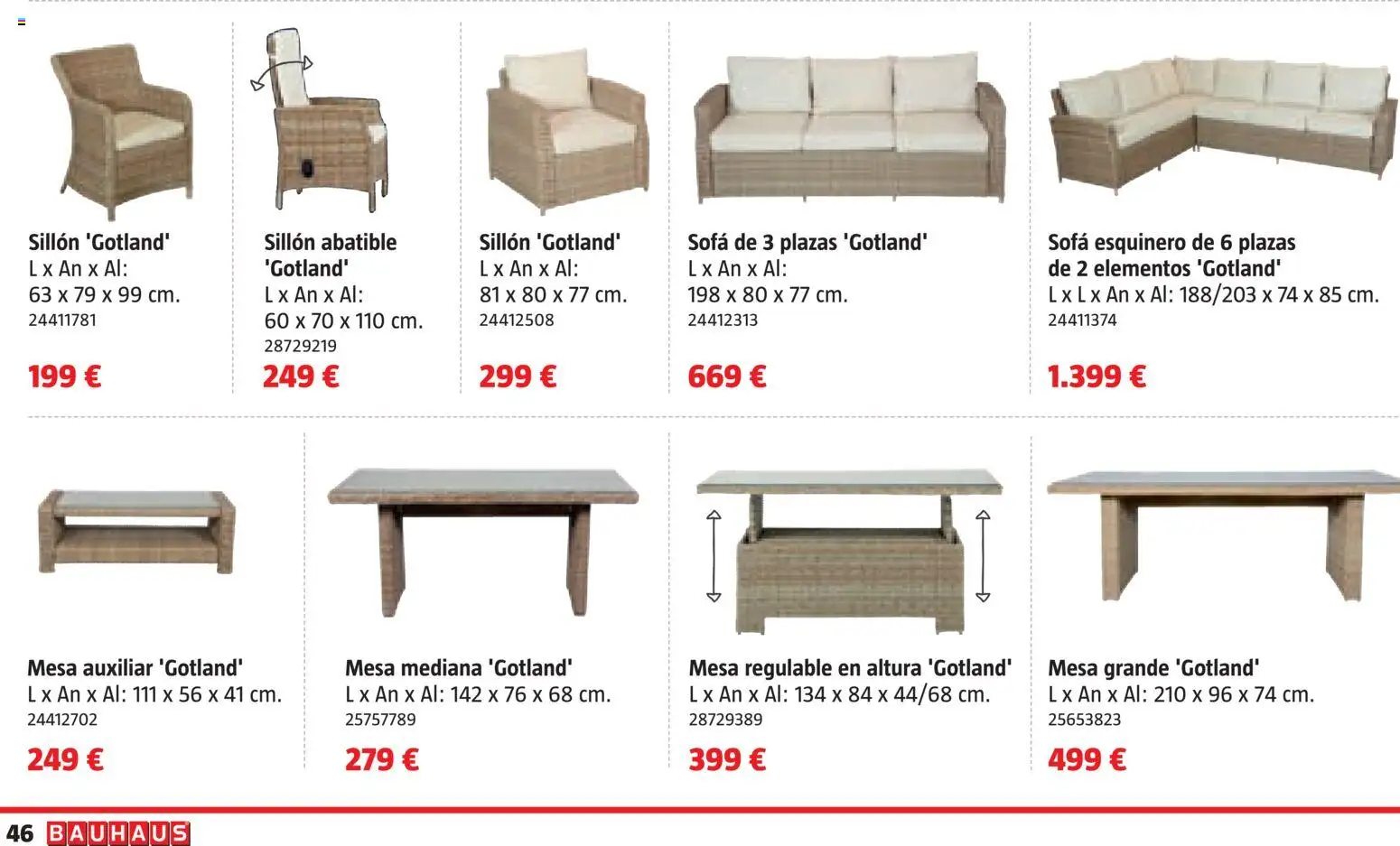 Bauhaus Verano │ válido desde el 16.03.2026 | Página: 46 | Productos: Mesa auxiliar, Sofá, Sillón, Mesa