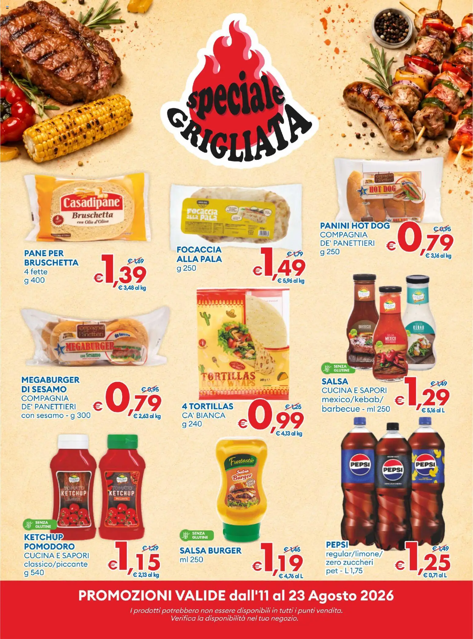 Volantino MD Discount del 11/08/2026 | Pagina: 4 | Prodotti: Salsa, Pomodoro, Olio, Pepsi