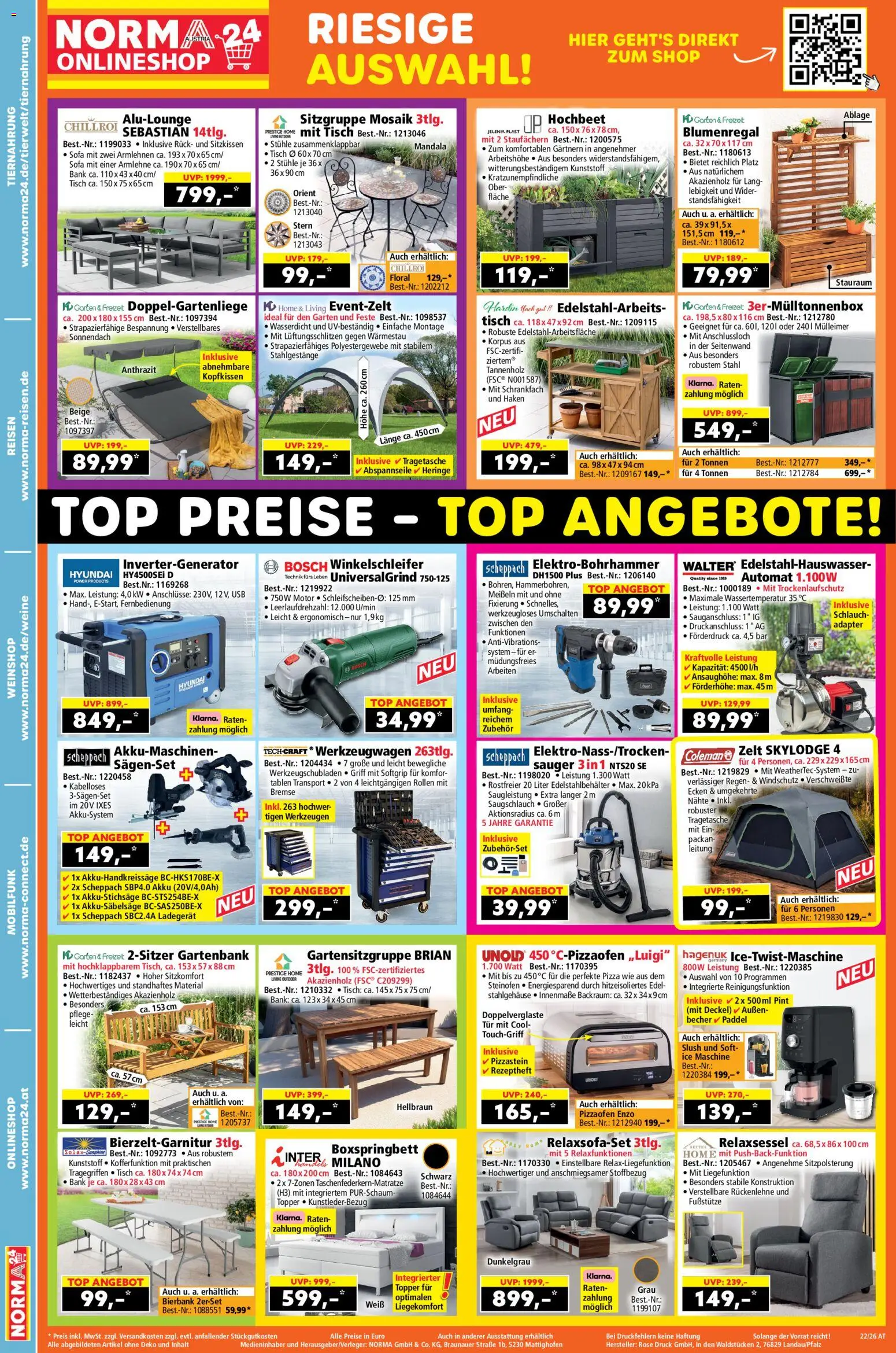 Norma Online shop gültig ab 25.05.2026 | Seite: 2 | Produkte: Adapter, Sofa, Tisch, Pizza