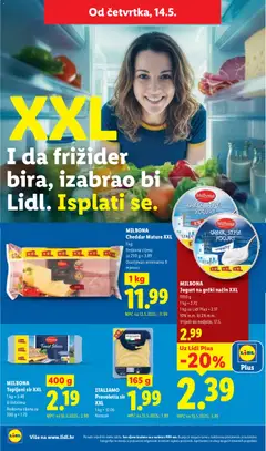 MILBONA Topljeni sir XXL, 400 g, 1 kg = 5.48, U listićima - Pregled kataloga iz trgovine Lidl, vrijedi od 11.05.2026 | Stranica: 50 | Proizvodi: Sir, Jogurt, Toast, Narezak