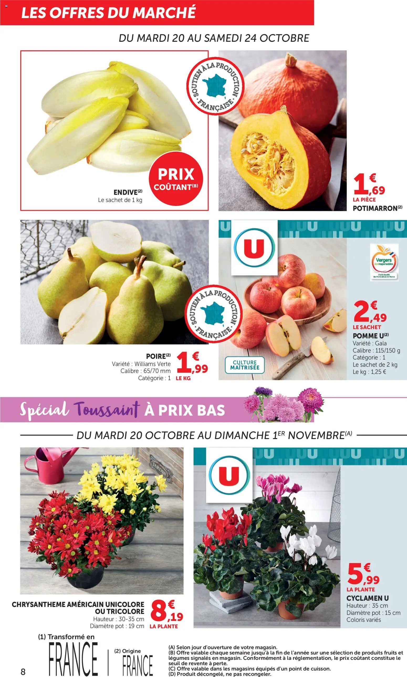 {H1} | Page: 8 | Produits: Pomme, Cyclamen, Chrysanthème, Fruits