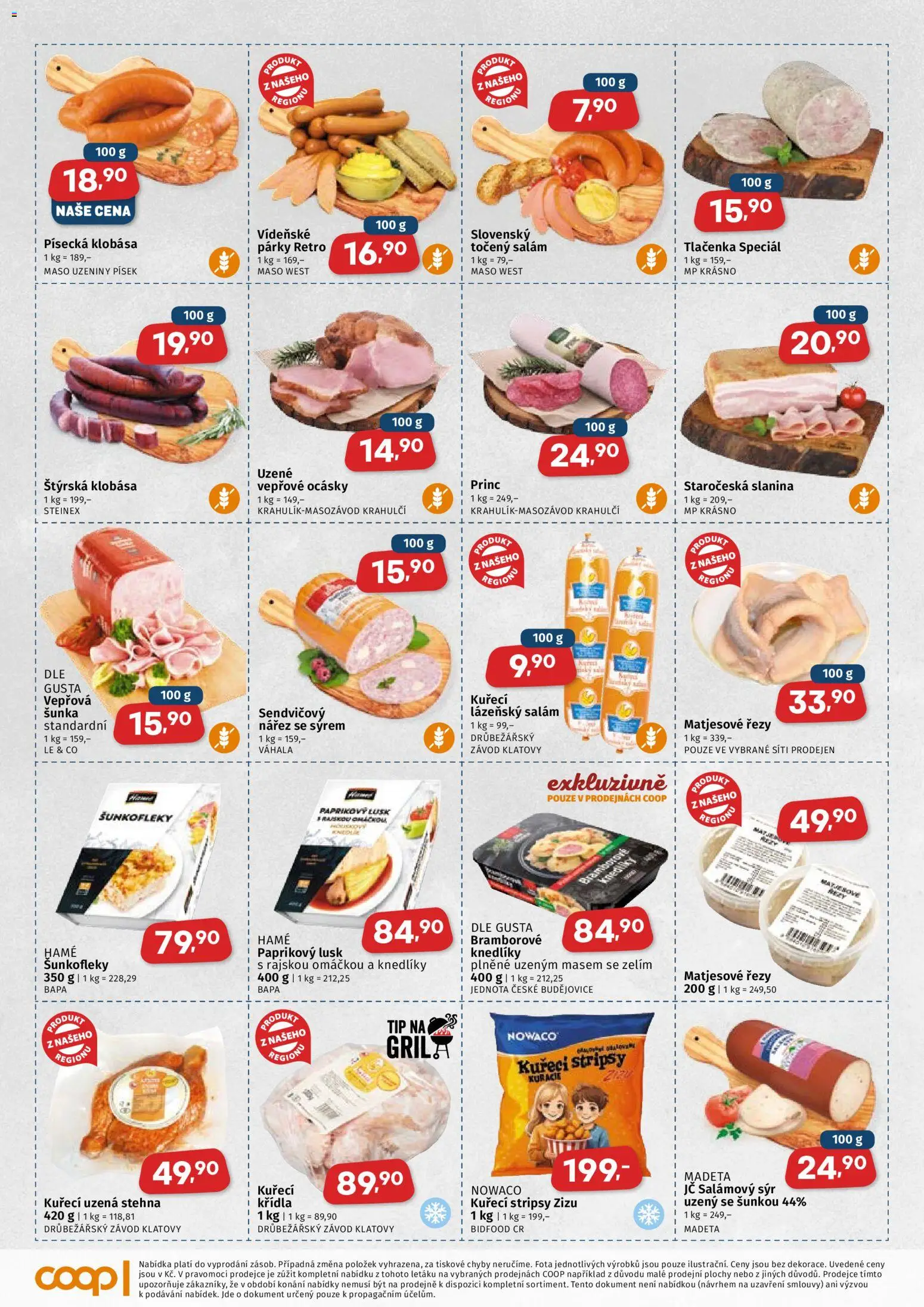 Coop leták - Západočeský region od 17.06.2026 | Strana: 2 | Produkty: Šunka, Točený salám, Maso, Slanina