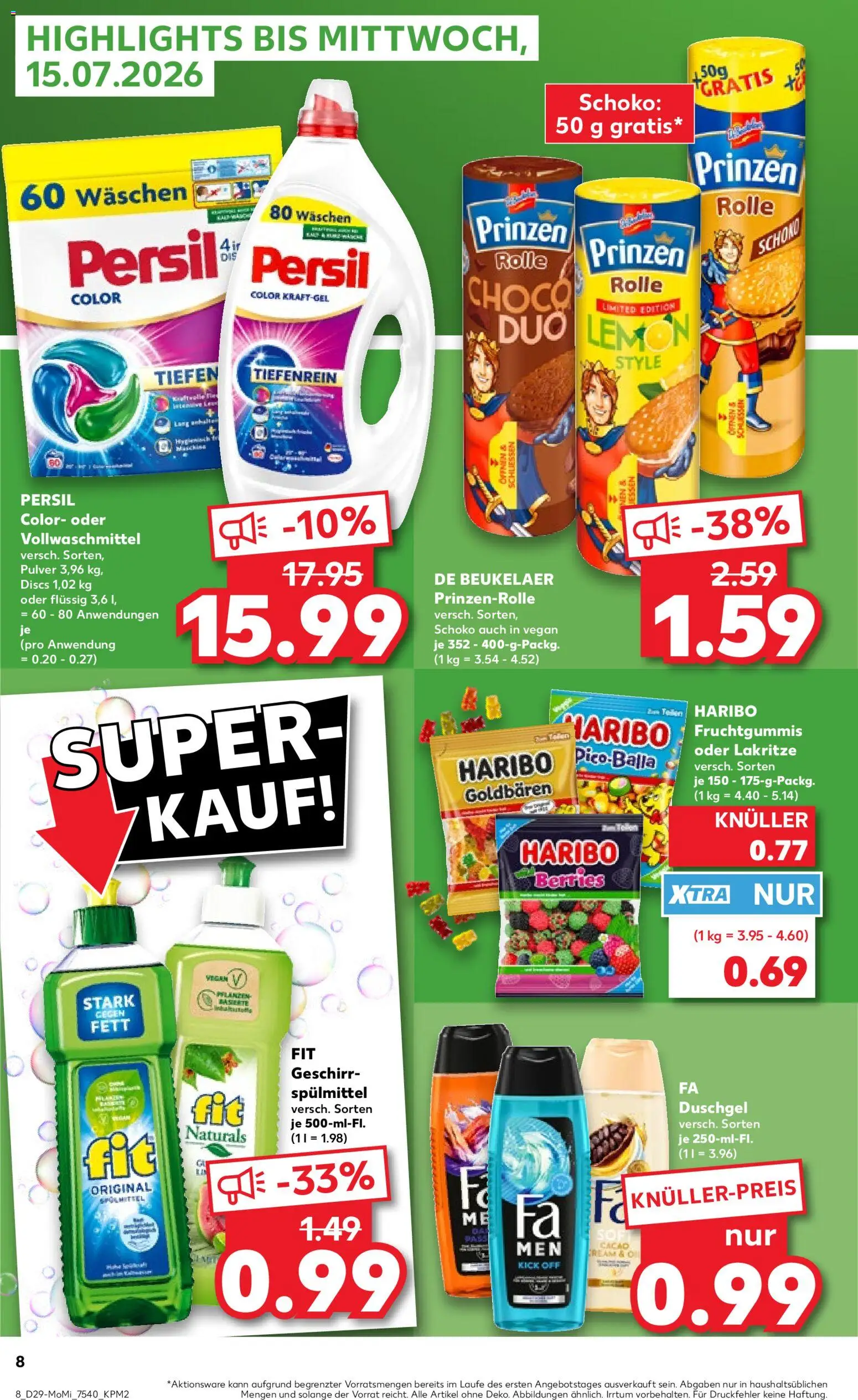 Kaufland Prospekt – gültig ab 13.07.2026 | Seite: 8 | Produkte: Haribo, Duschgel, Persil